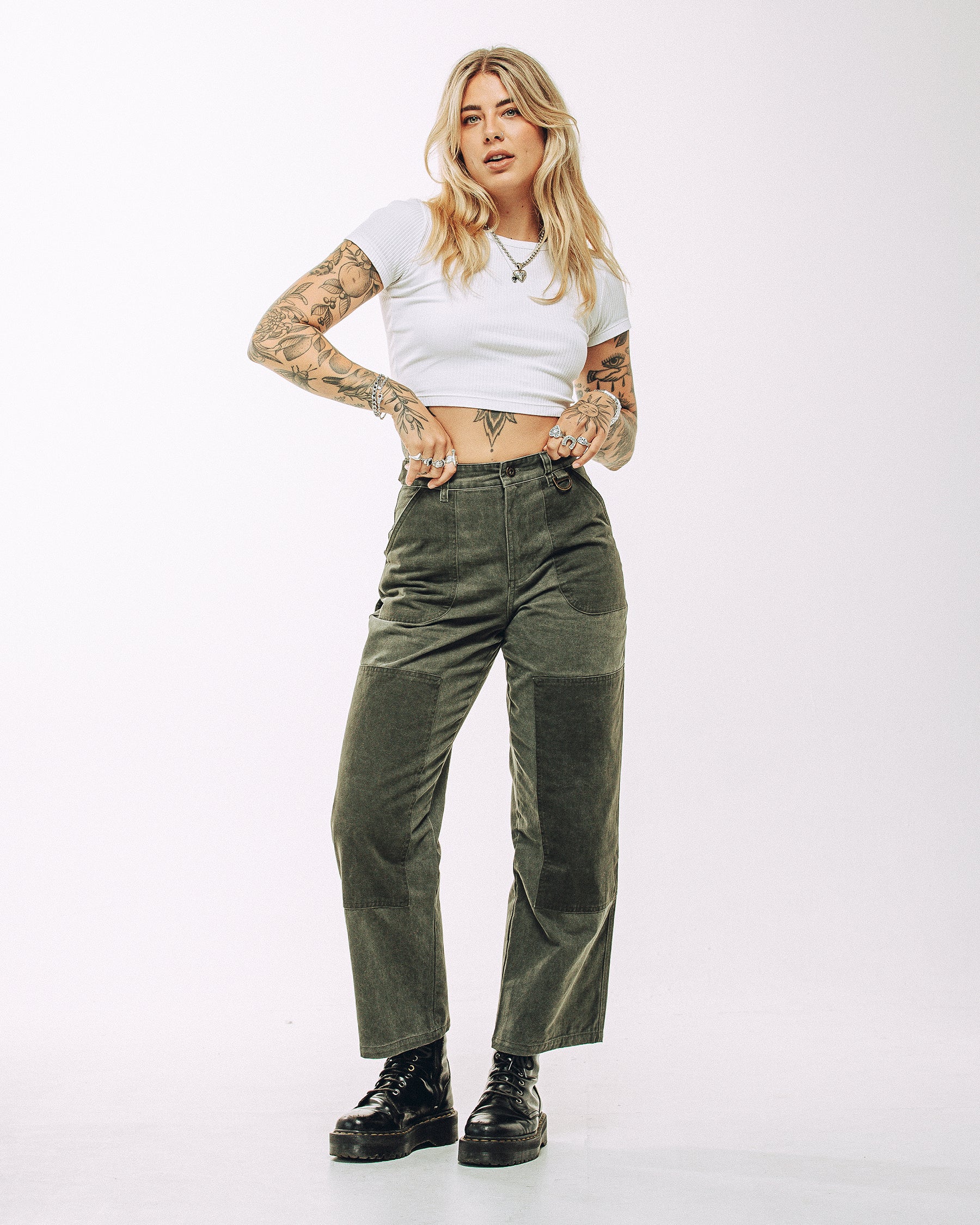 Surplus High Waisted Pants - Khaki