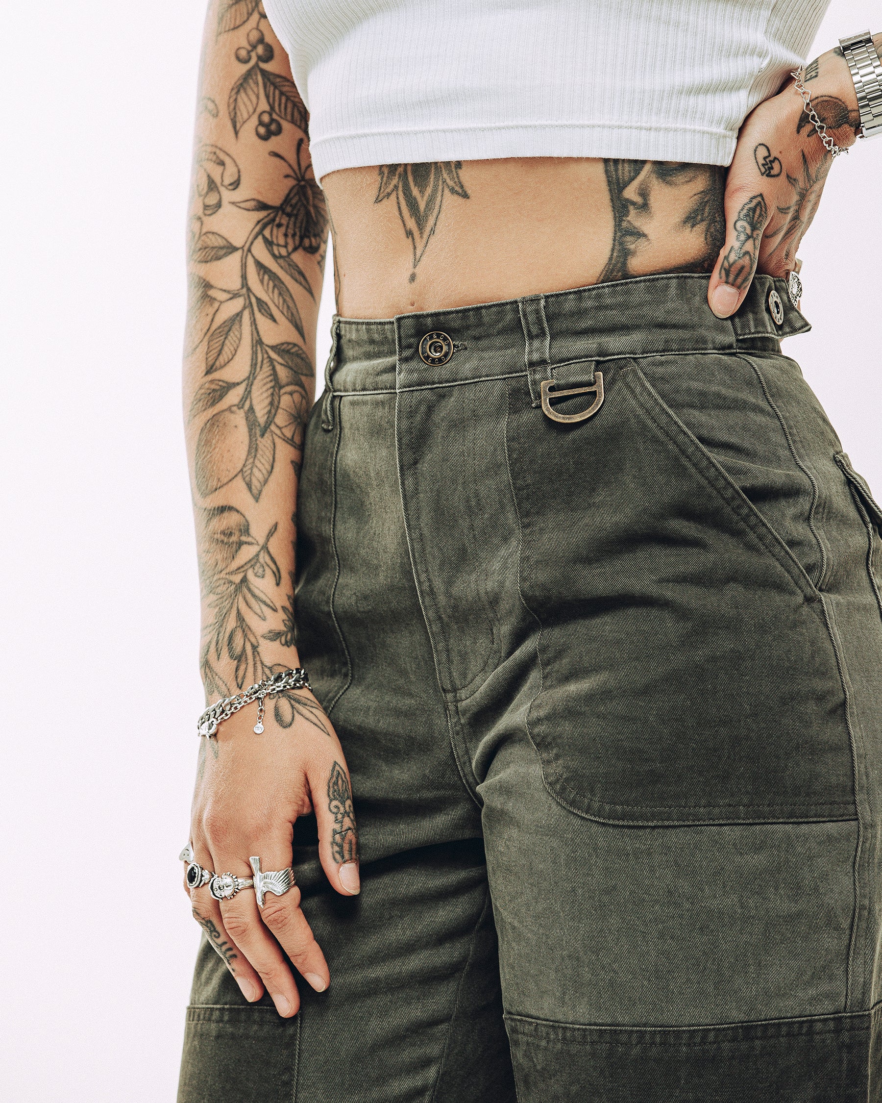 Surplus High Waisted Pants - Khaki