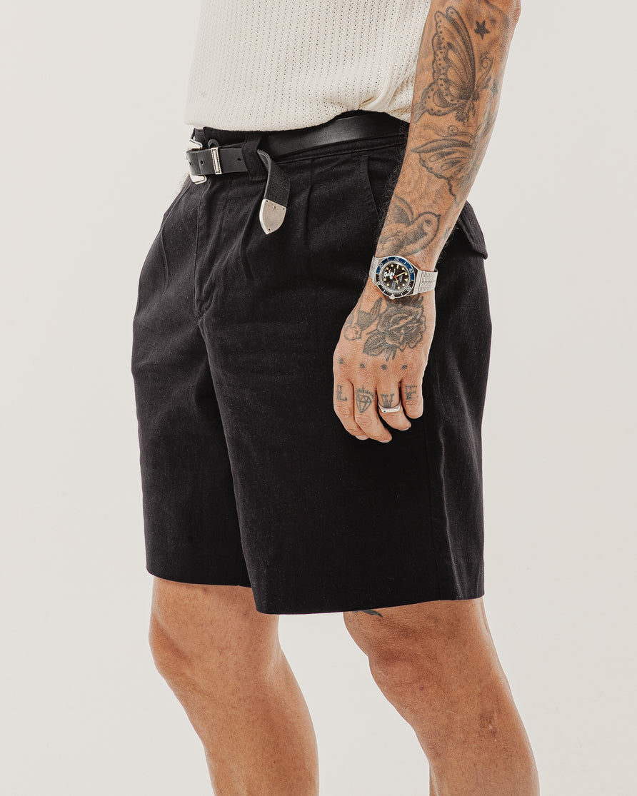 Union Pleated Shorts - Black
