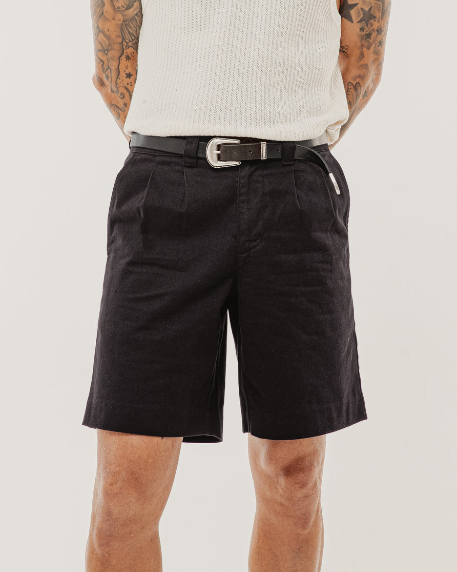 Union Pleated Shorts - Black