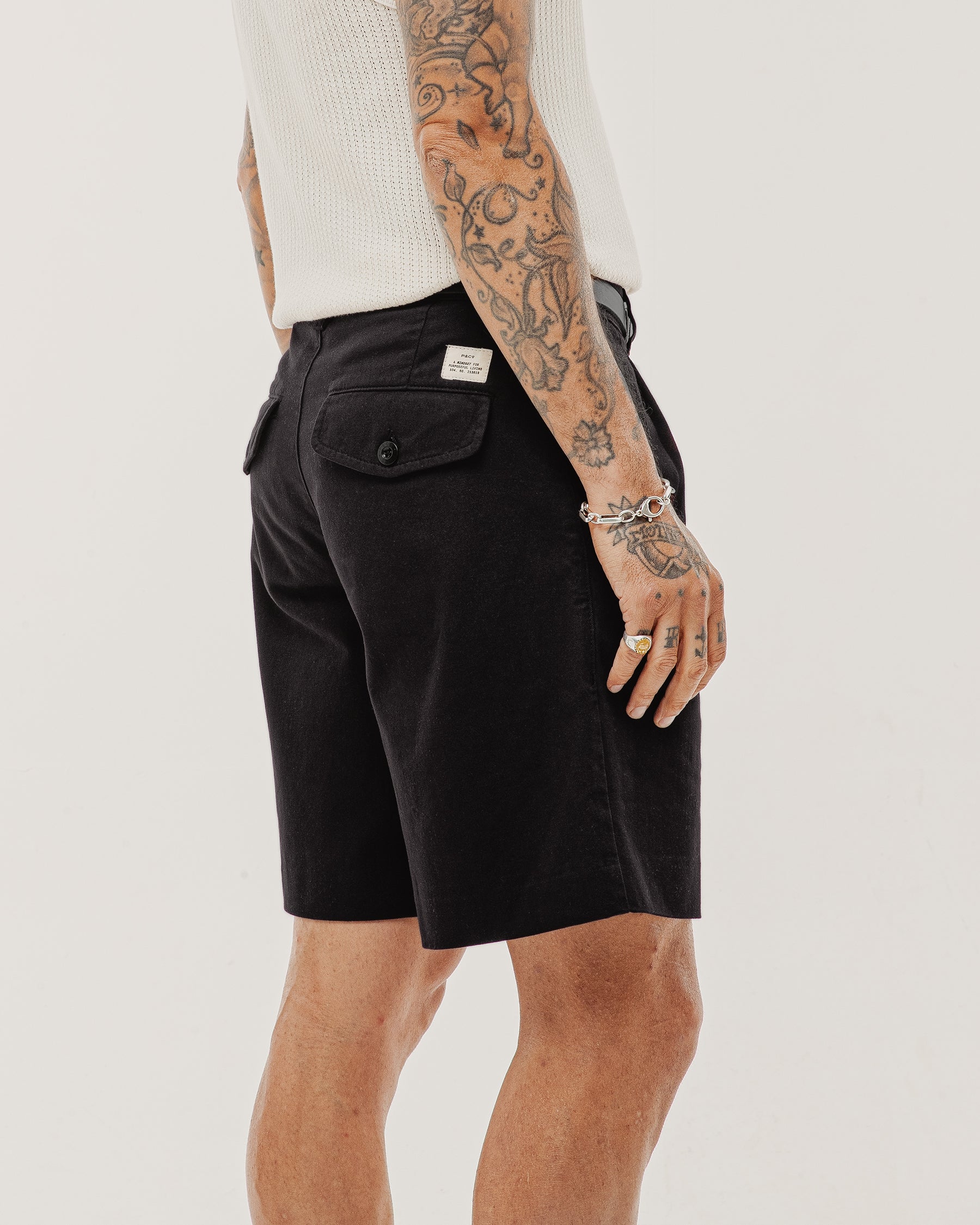 Union Pleated Shorts - Black