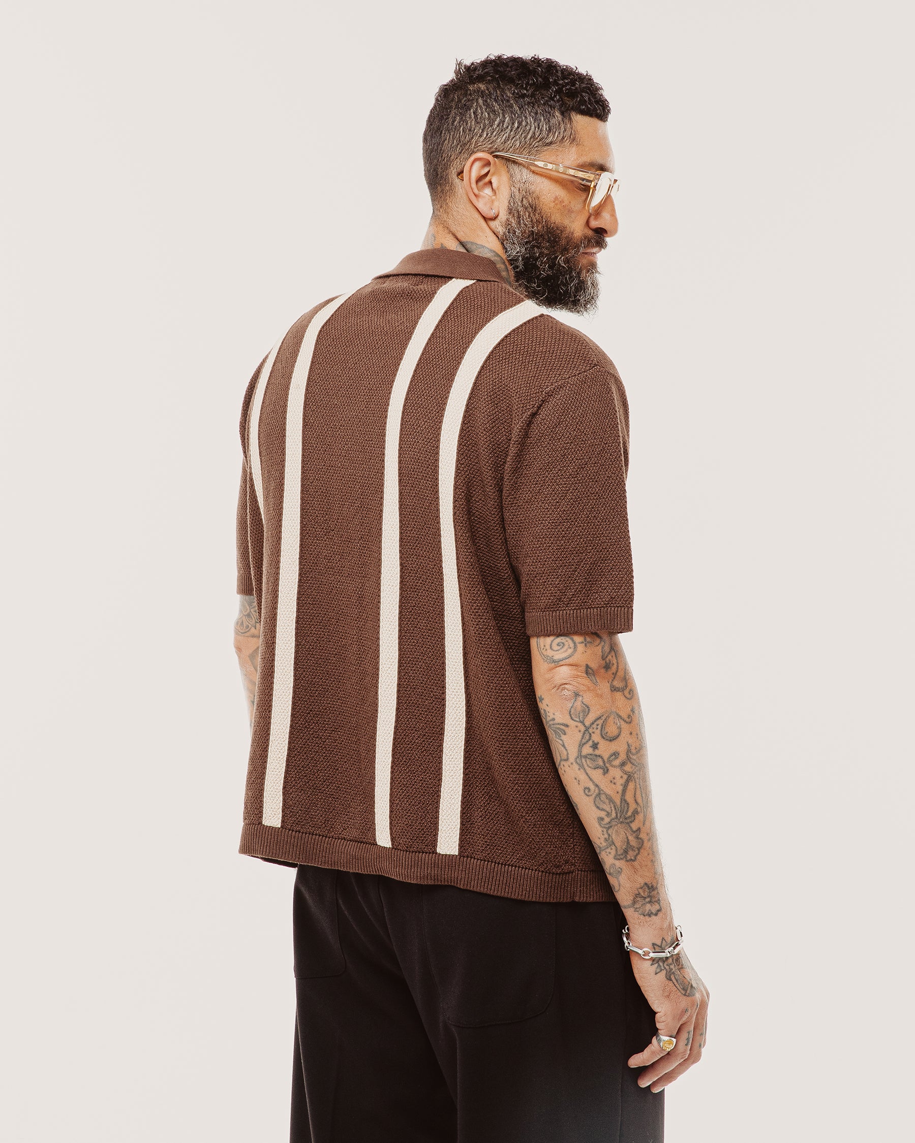 Delon Knitted Polo - Brown