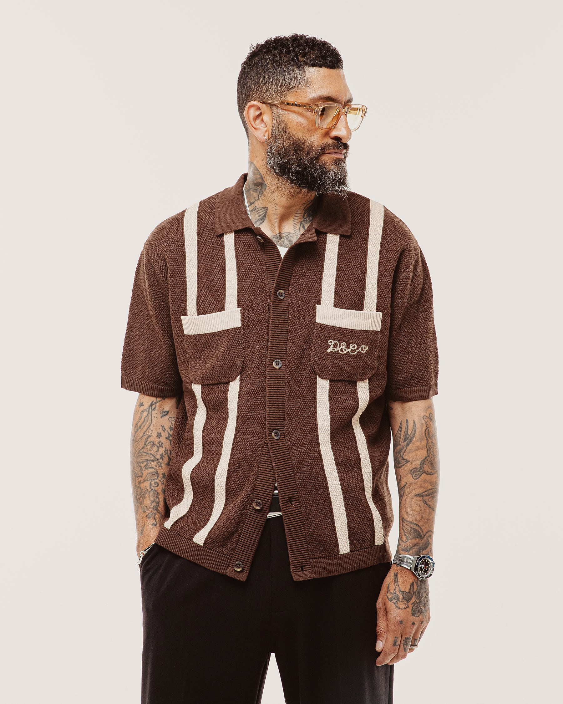 Delon Knitted Polo - Brown