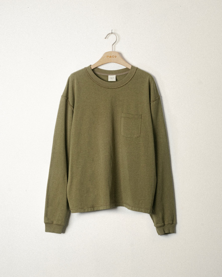 Founders Boxy Longsleeve T-Shirt - Olive
