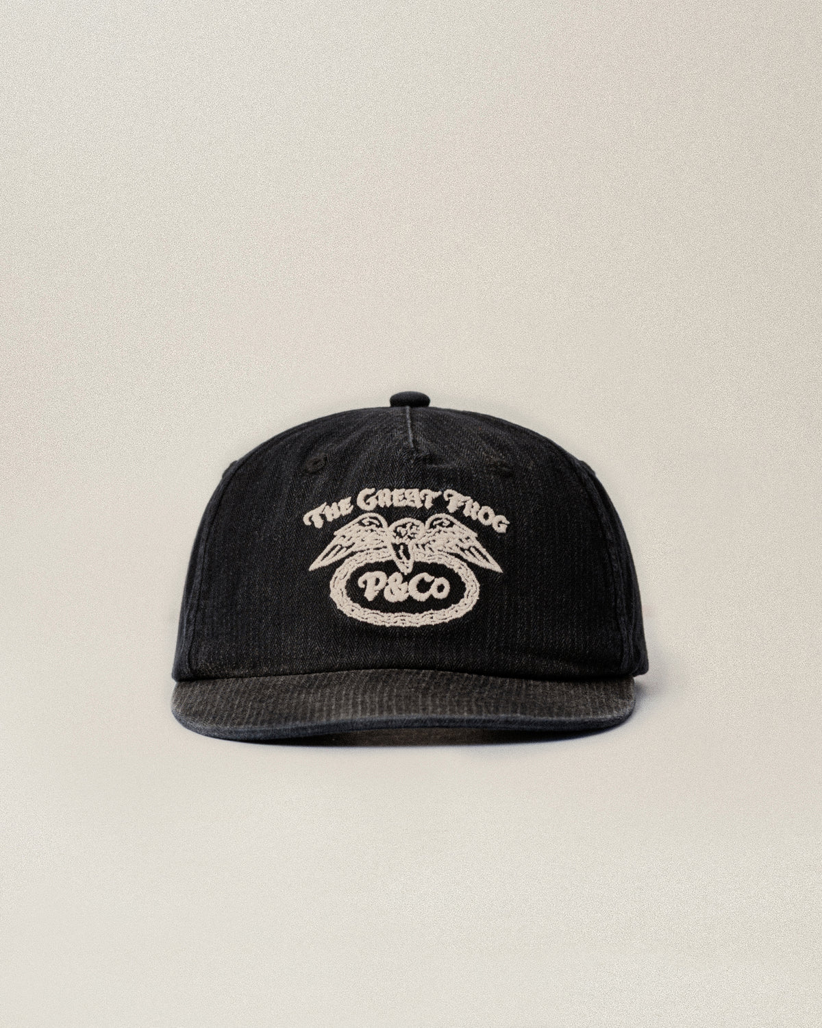 P&Co x TGF Herringbone 5 Panel Cap - Washed Black