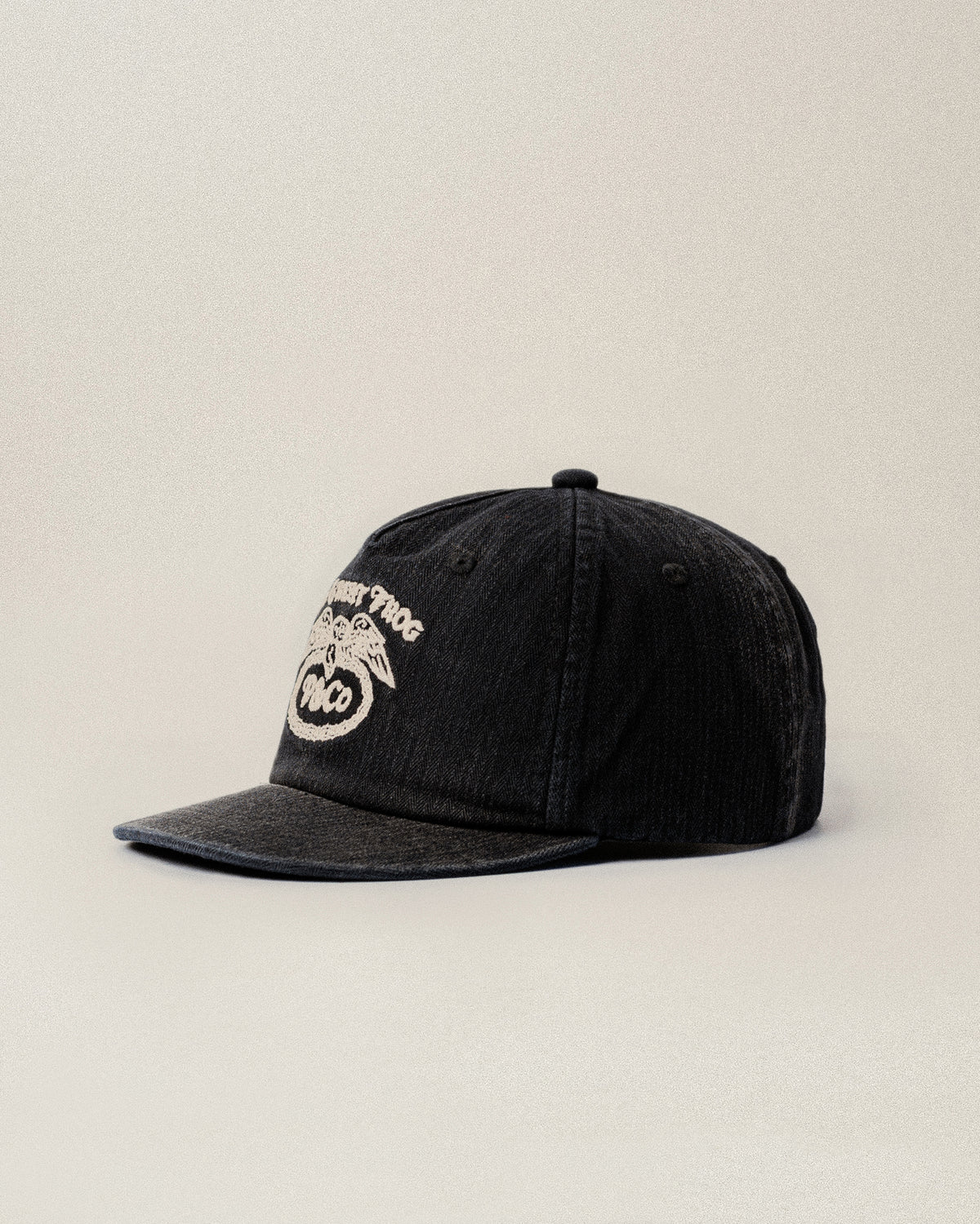 P&Co x TGF Herringbone 5 Panel Cap - Washed Black