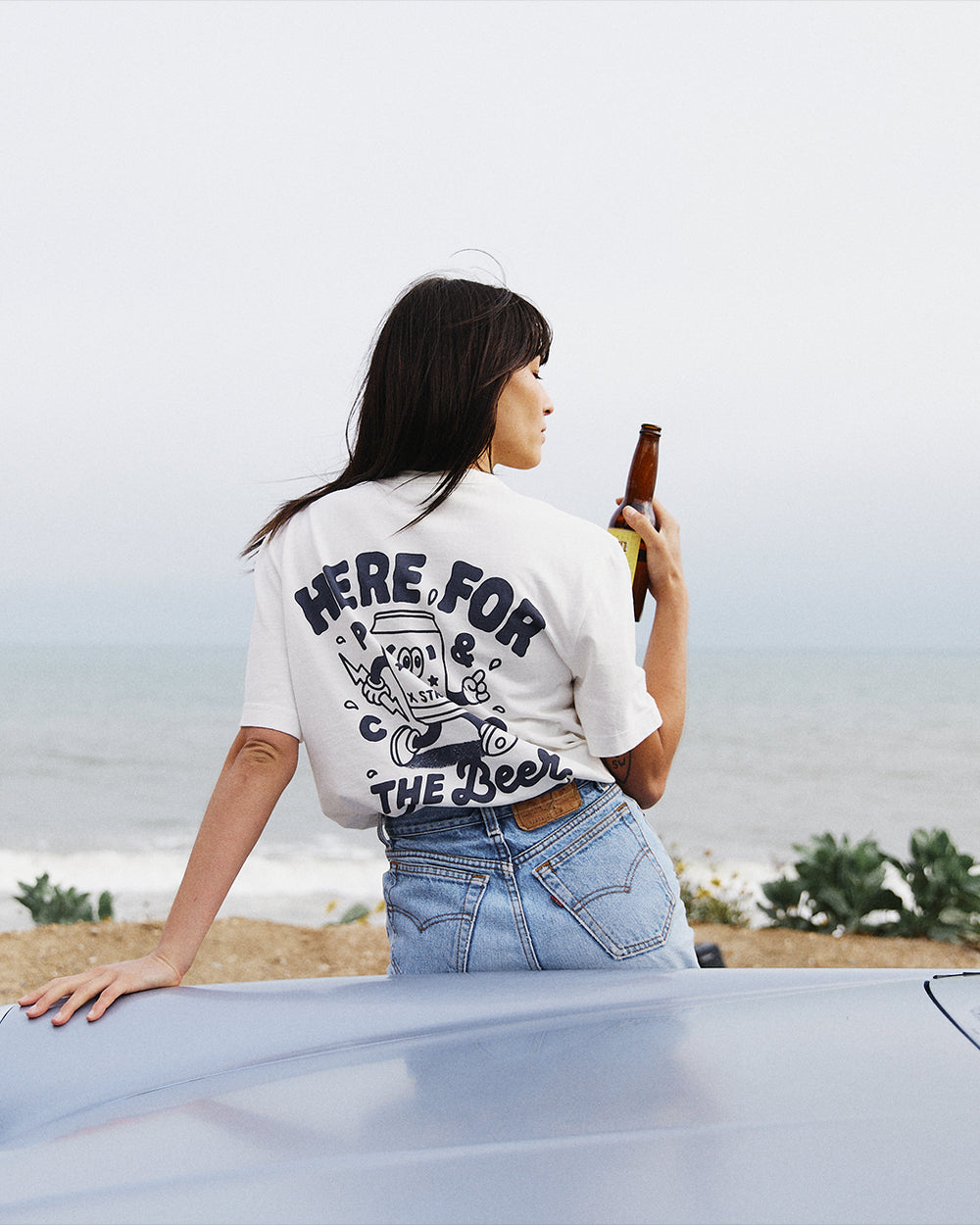 Here for the Beer T-Shirt - Off White