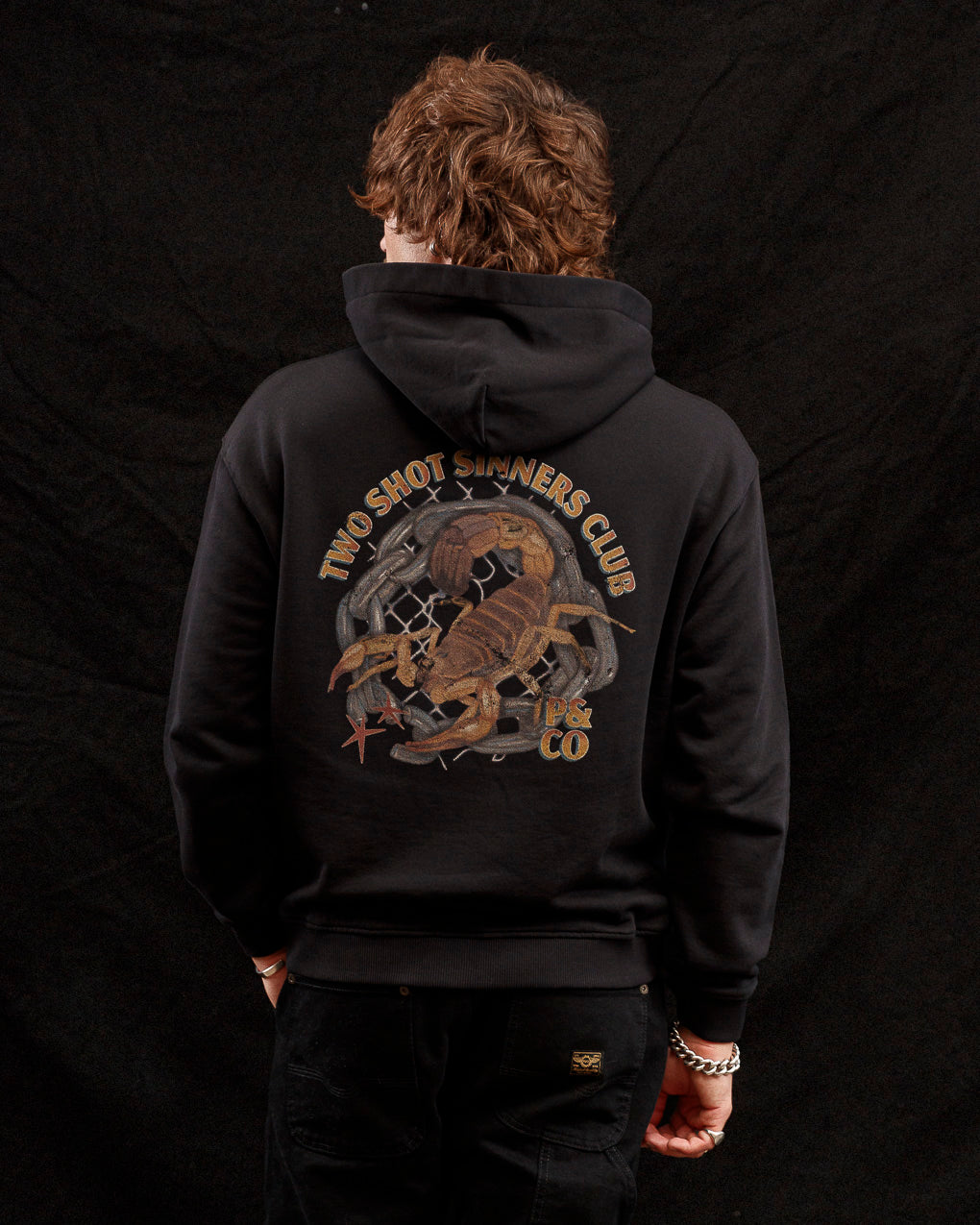 Sinners Club Hoodie - Washed Black