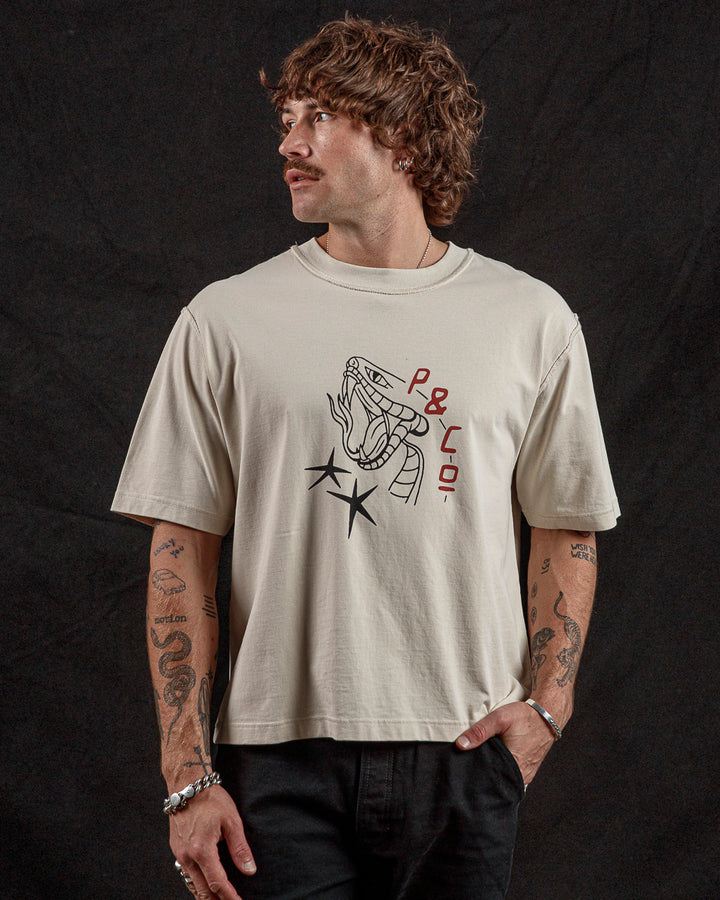 Snake Bite Boxy T-Shirt - Bone