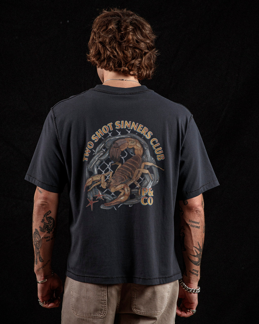 Sinners Club Boxy T-Shirt - Heavy Washed Black