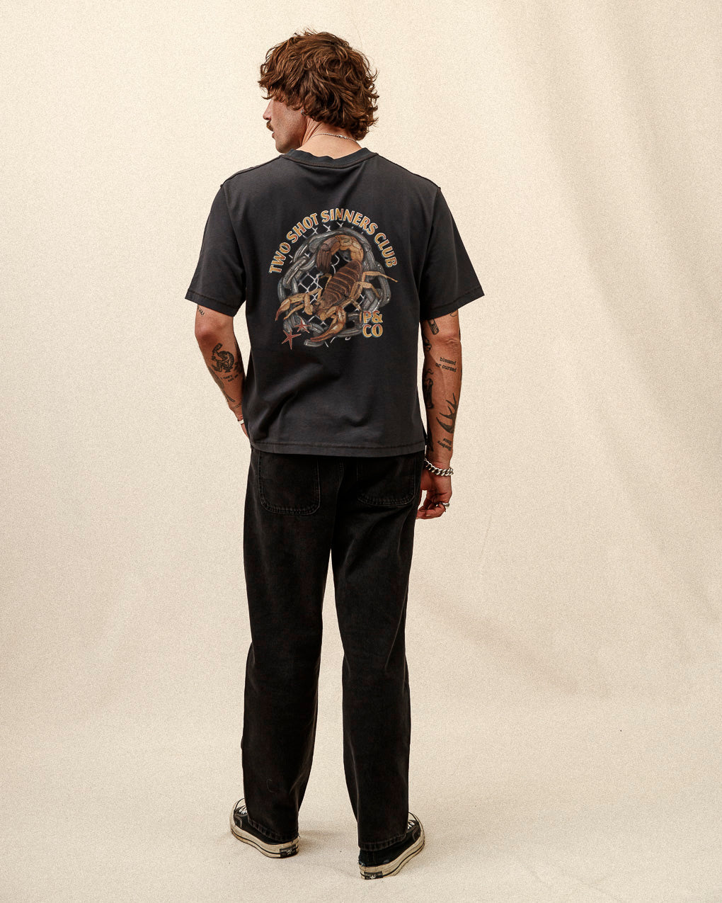 Sinners Club Boxy T-Shirt - Heavy Washed Black