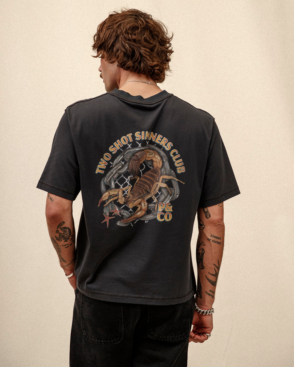 Sinners Club Boxy T-Shirt - Heavy Washed Black