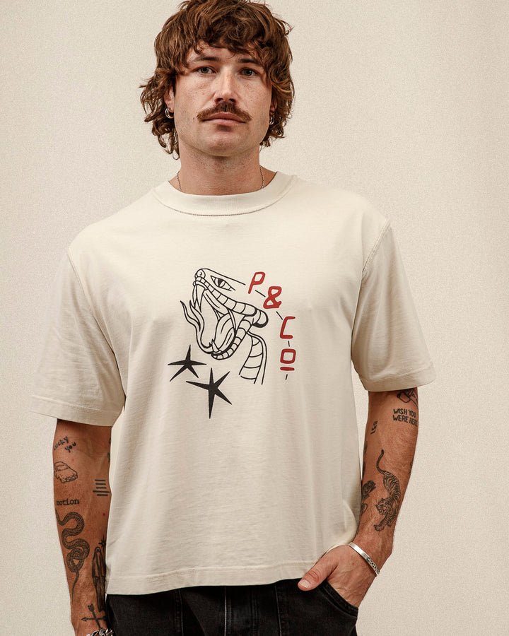 Snake Bite Boxy T-Shirt - Bone