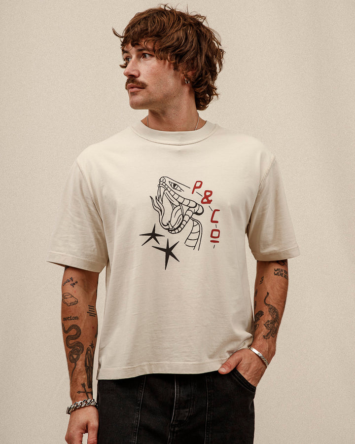 Snake Bite Boxy T-Shirt - Bone