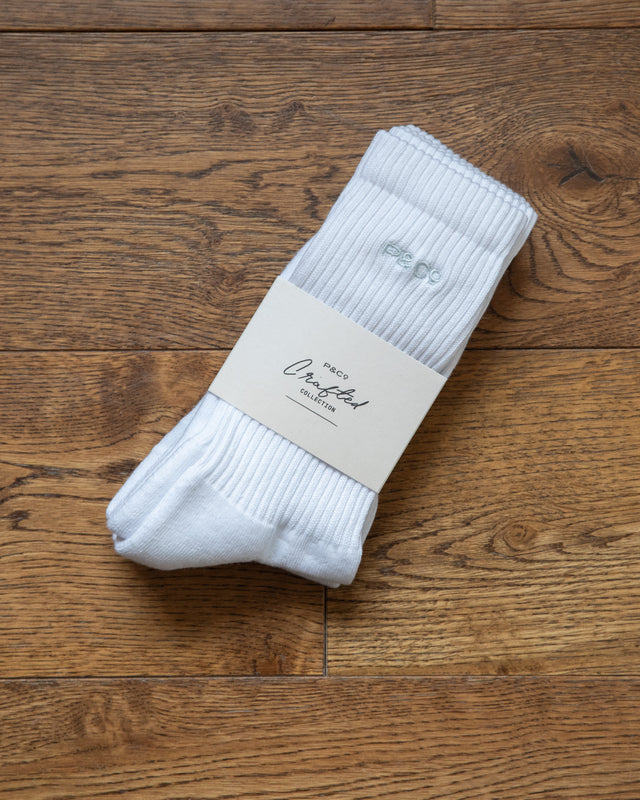 2-Pack Organic Crafted Cotton Sock - White