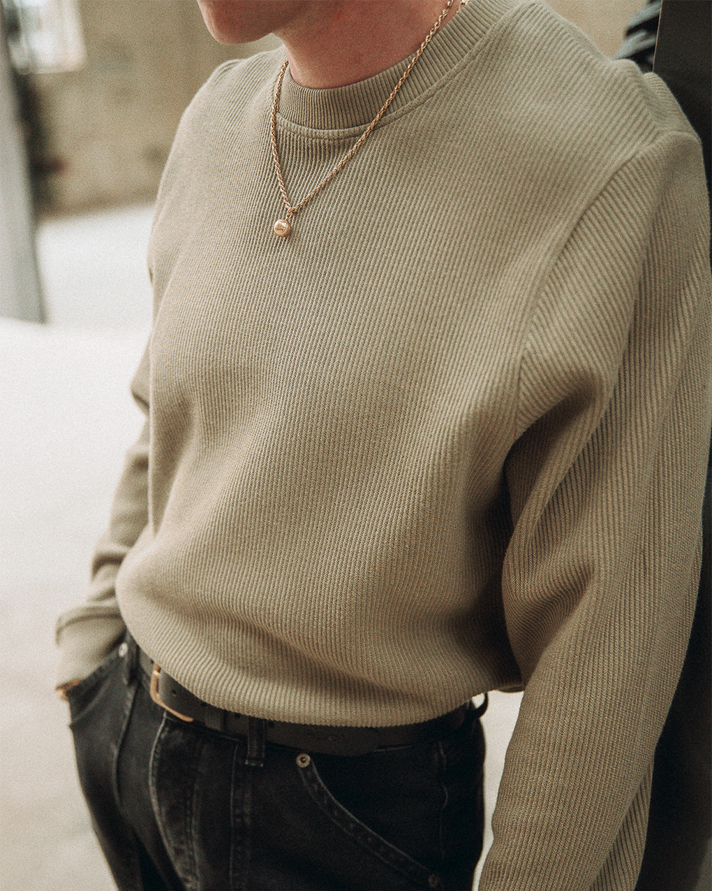 Crafted Ribbed Longsleeve - Olive