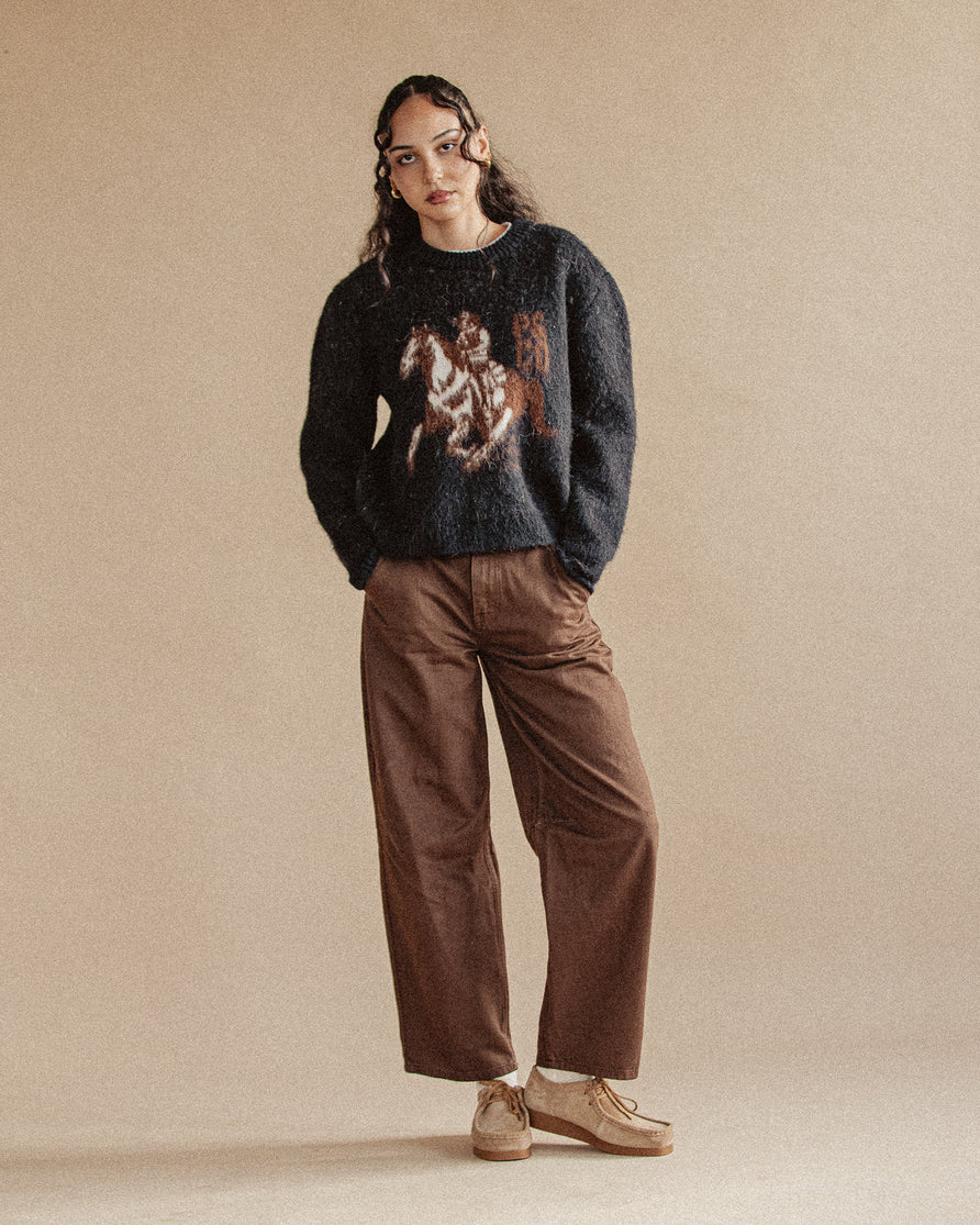 Western Knitted Jumper - Washed Black