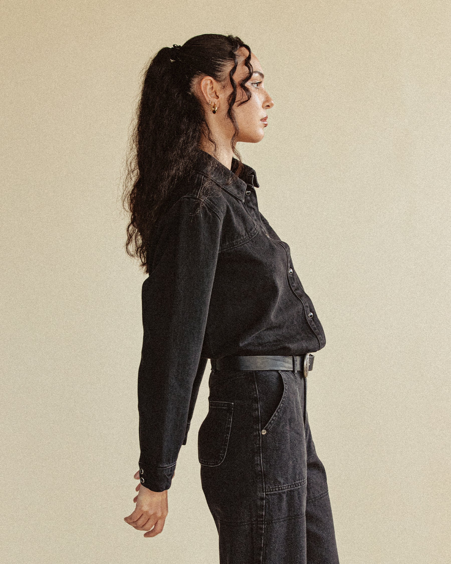 Ryder Embroidered Denim Shirt - Washed Black