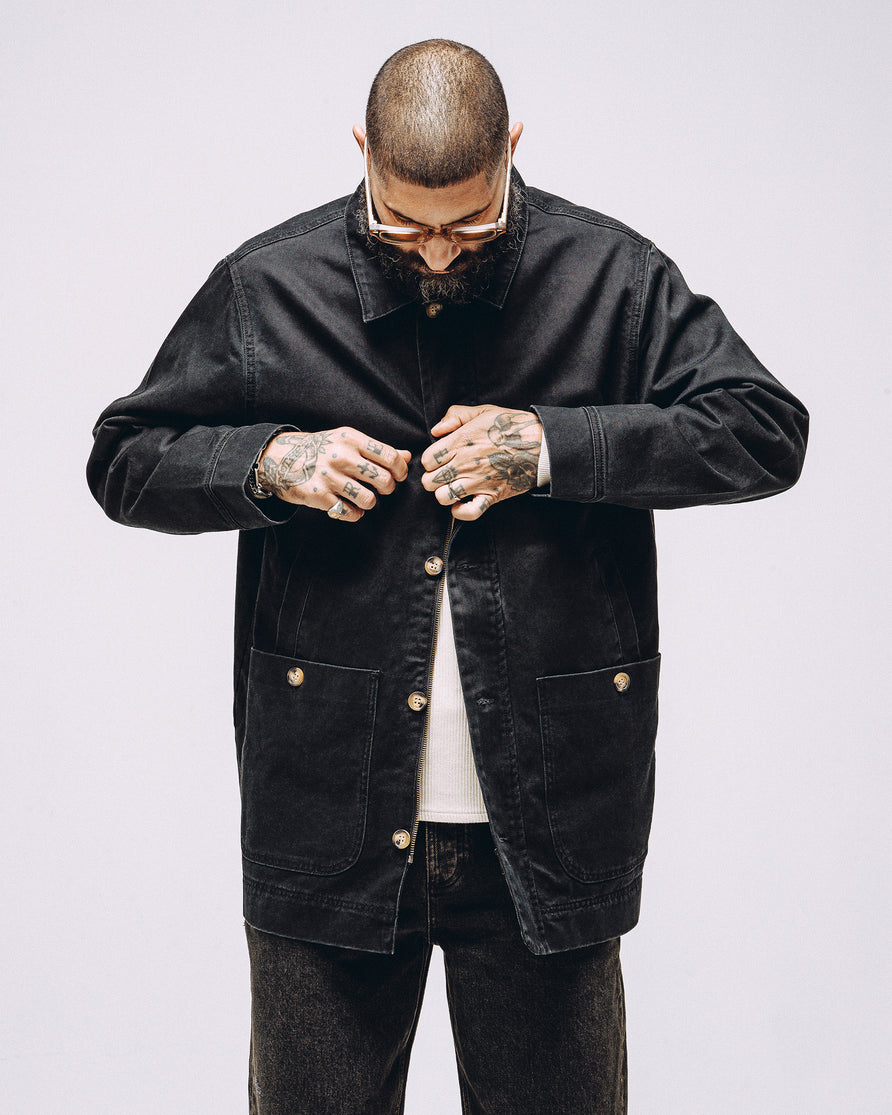 Porter Overcoat - Washed Black