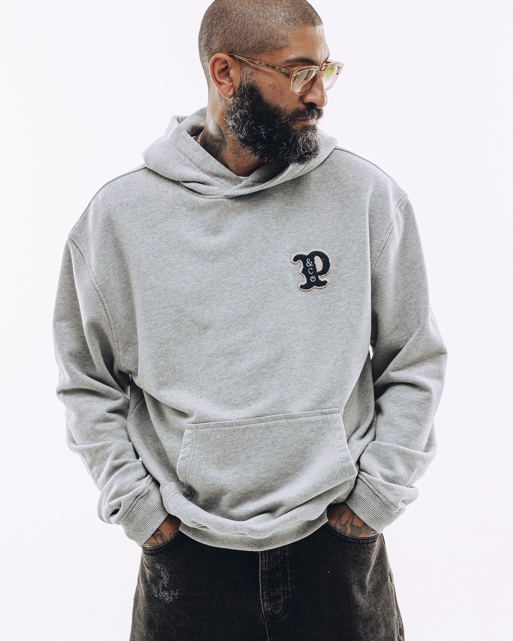 Varsity Heavyweight Hoodie - Grey Marl
