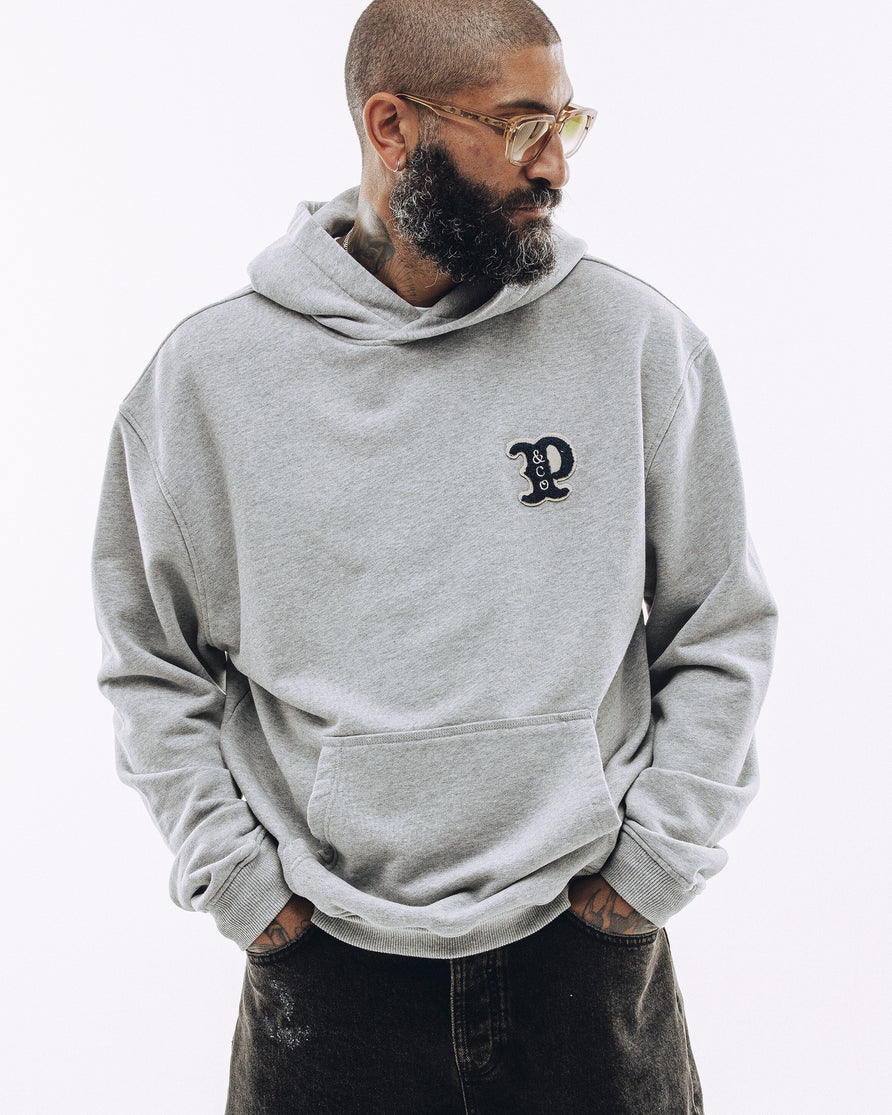 Varsity Heavyweight Hoodie - Grey Marl