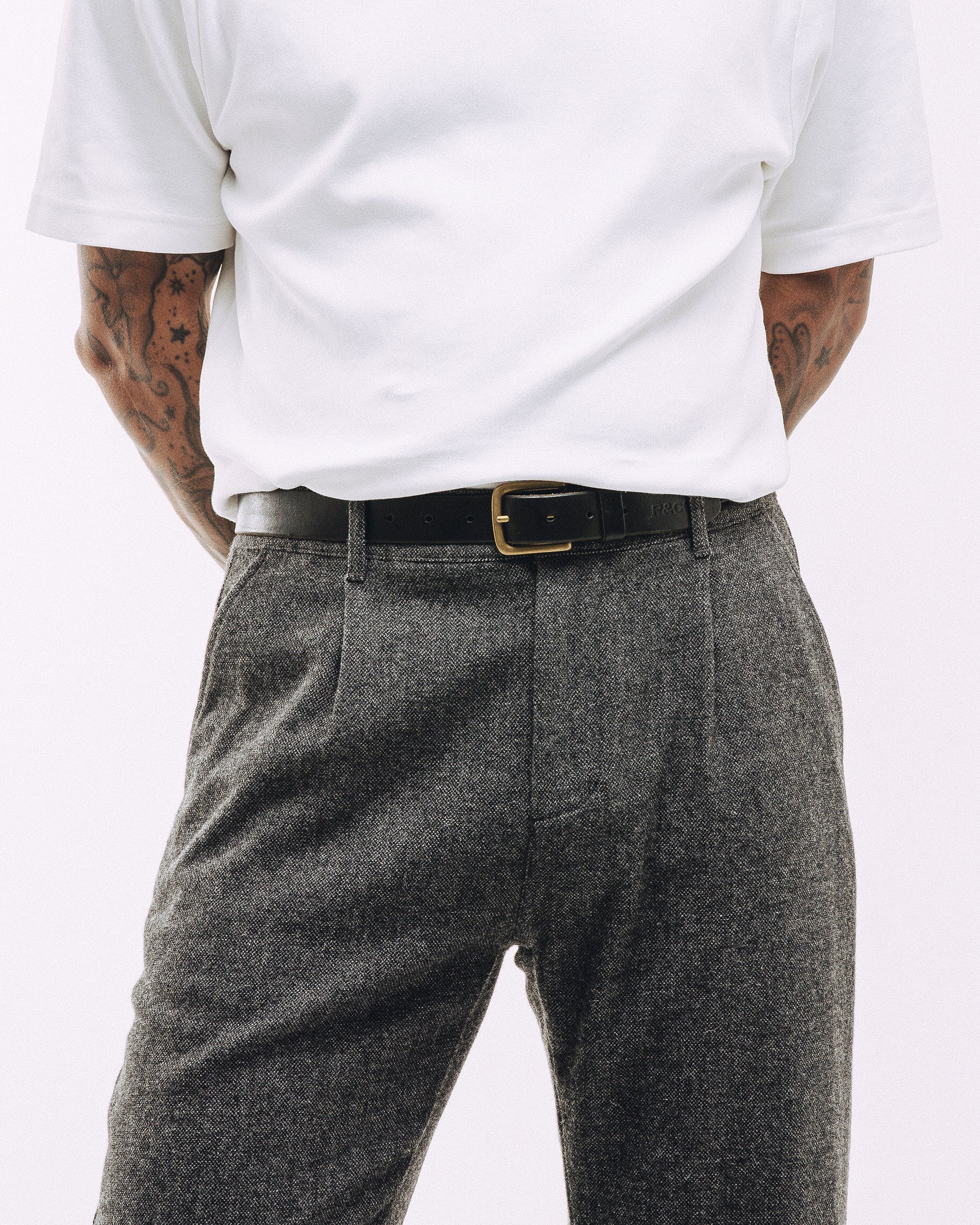 Pleated Station Wool Pant - Charcoal