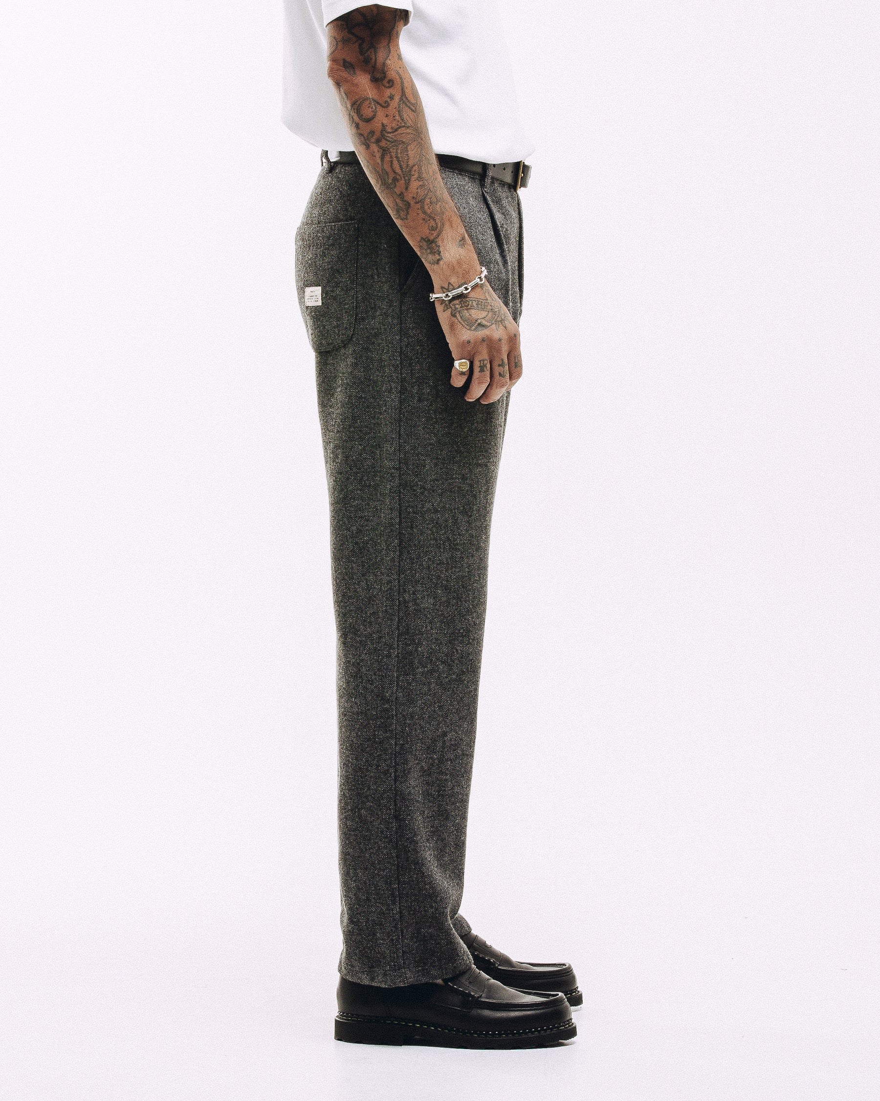 Pleated Station Wool Pant - Charcoal