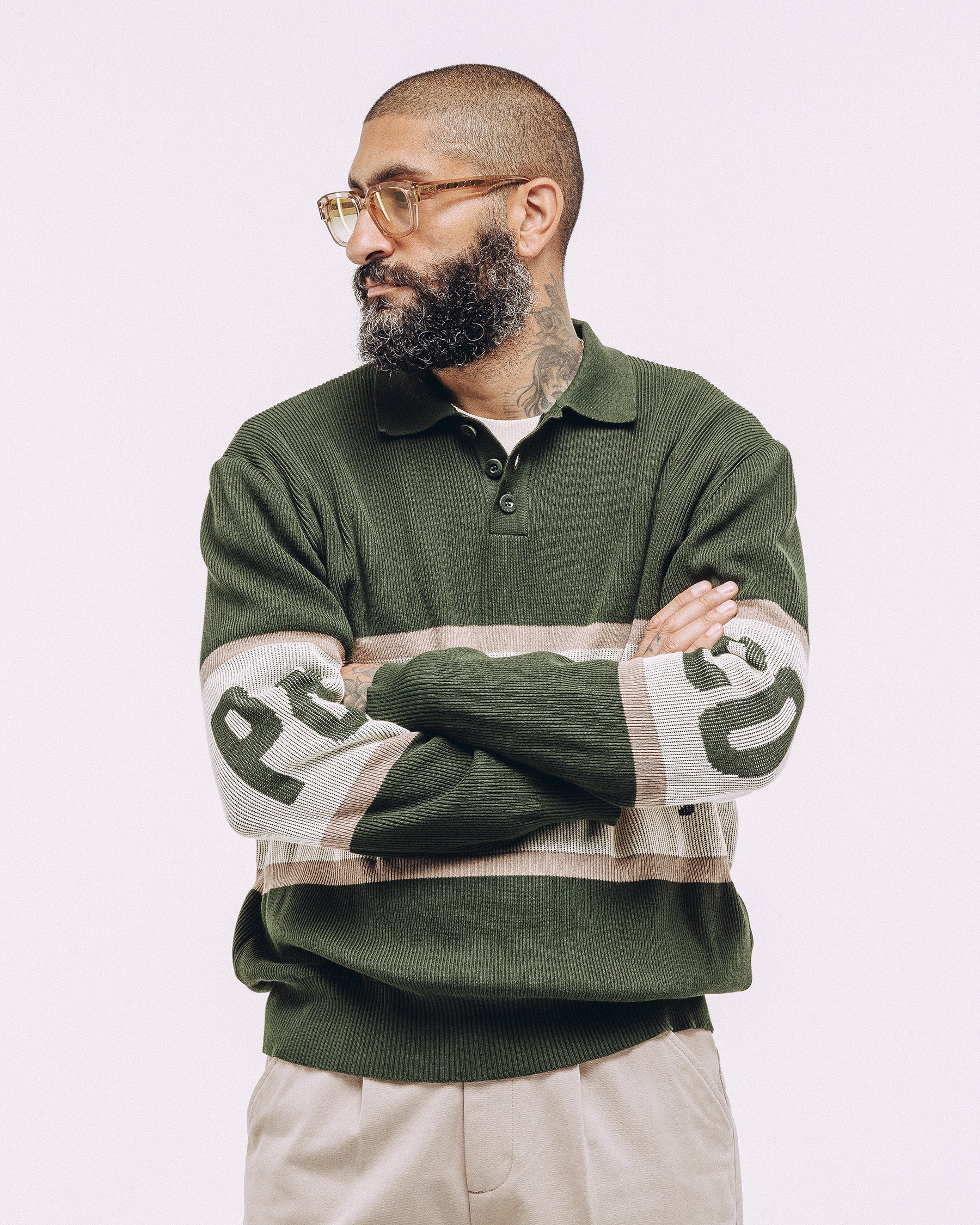 Bronco Knitted Polo Shirt - Olive