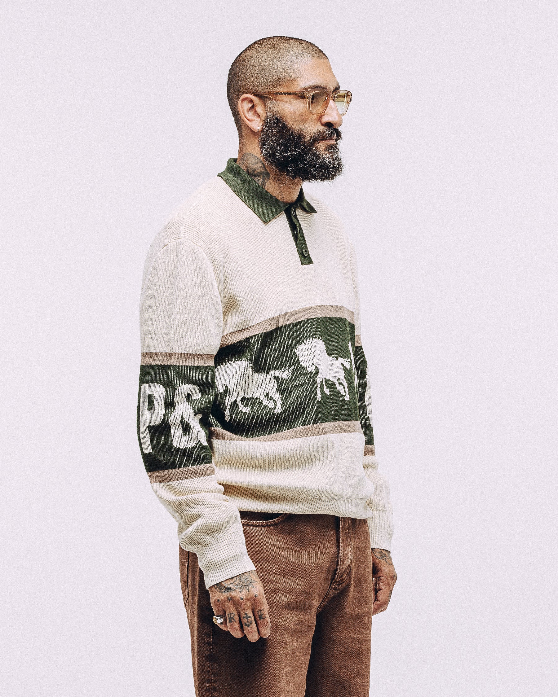 Bronco Knitted Polo Shirt - Ecru