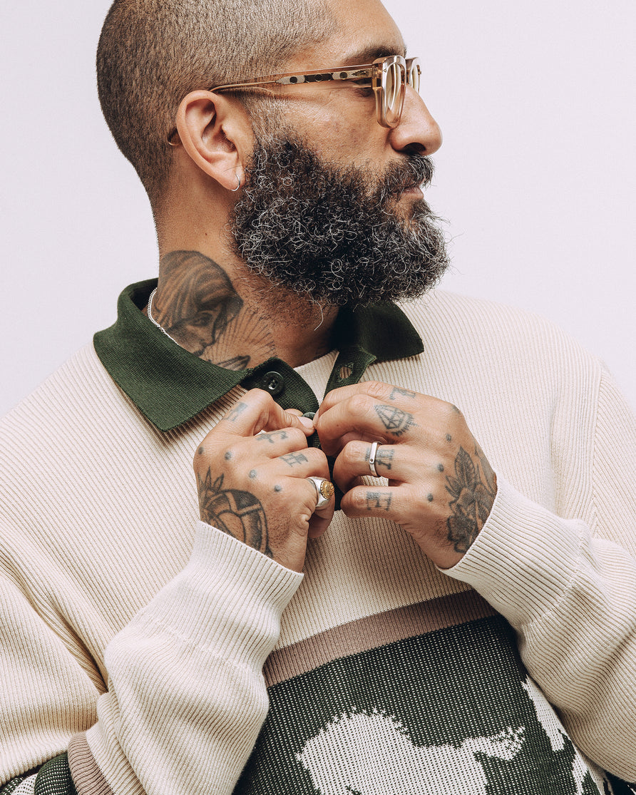 Bronco Knitted Polo Shirt - Ecru