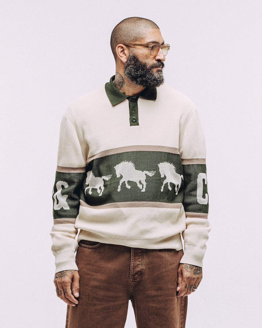 Bronco Knitted Polo Shirt - Ecru