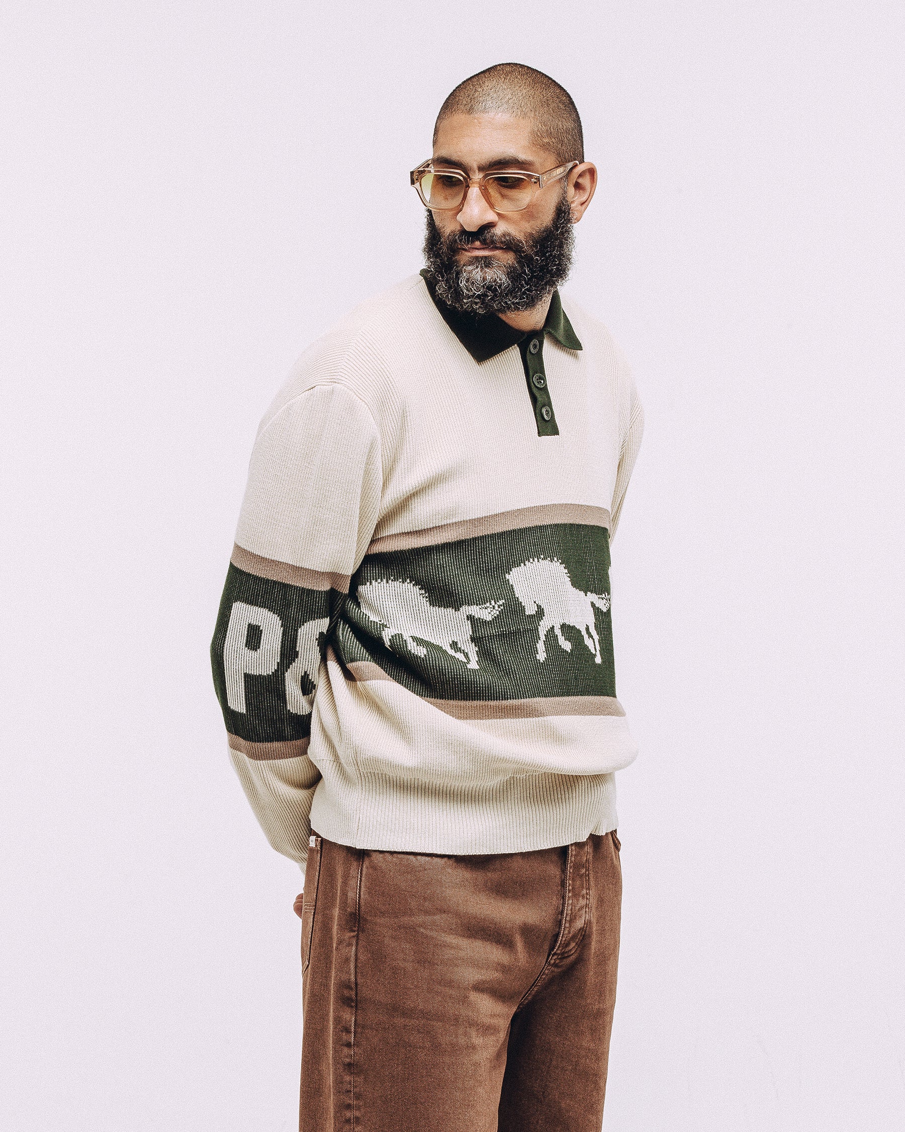 Bronco Knitted Polo Shirt - Ecru