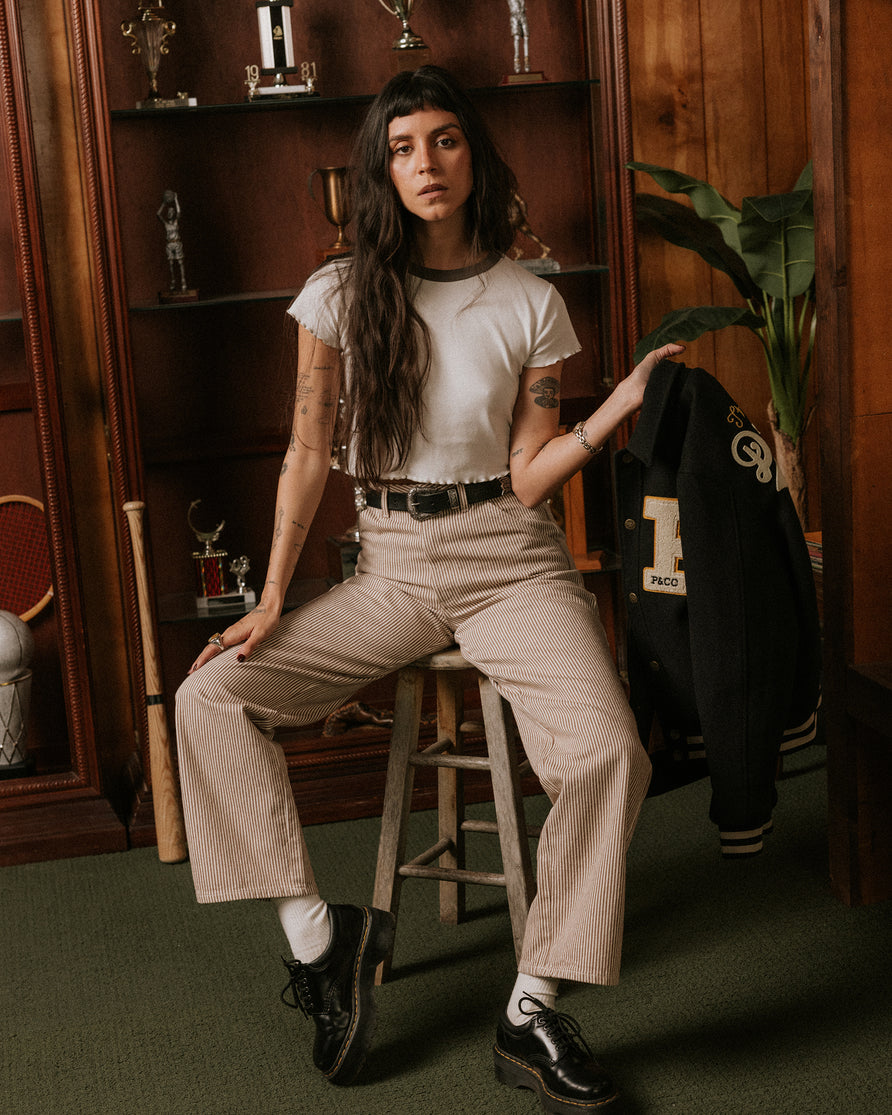 Nomad Pant - Ecru Hickory Stripe