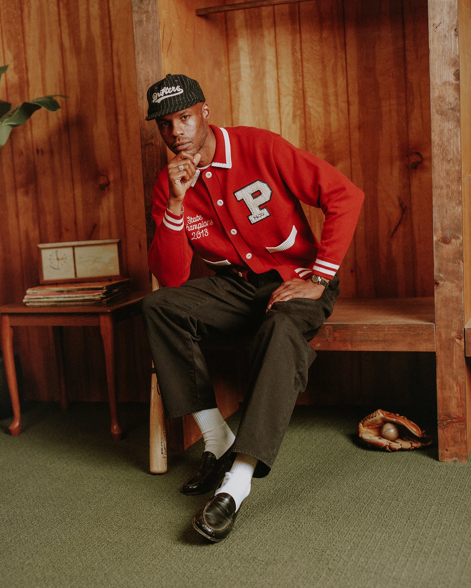 Varsity Knitted Cardigan - Brick Red