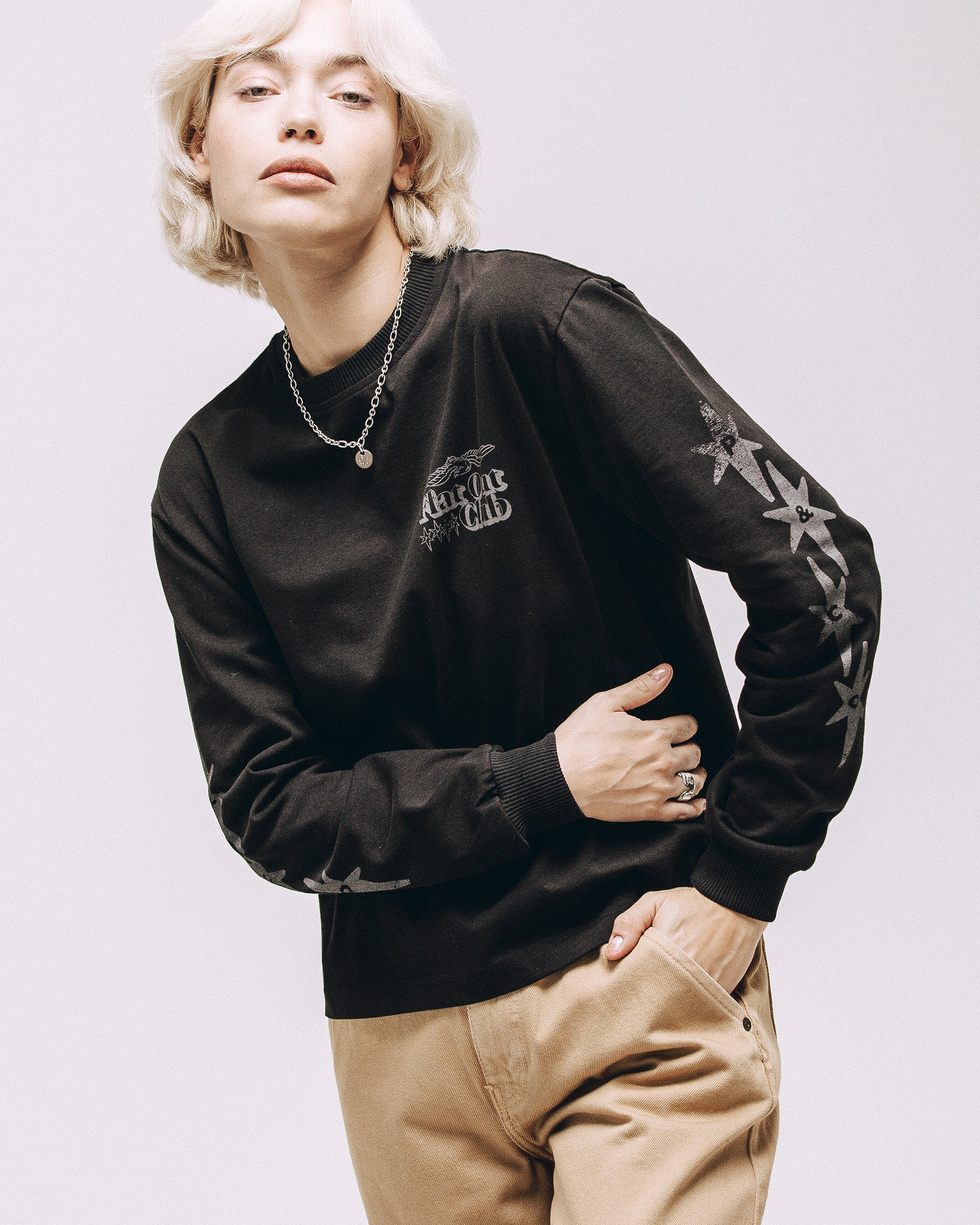 Flat Out Club Boxy Longsleeve - Washed Black