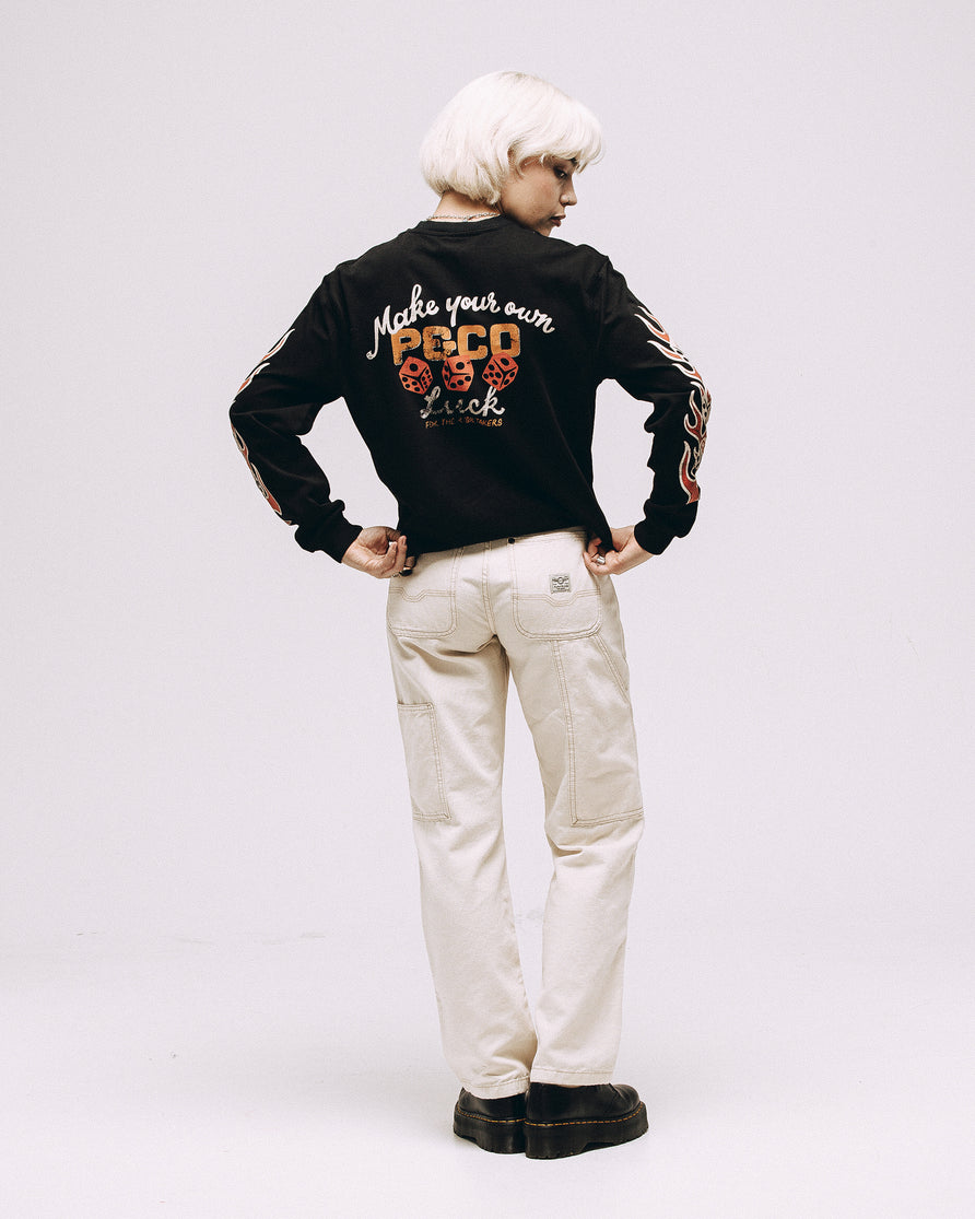 Make Your Own Luck Boxy Longsleeve - Washed Black