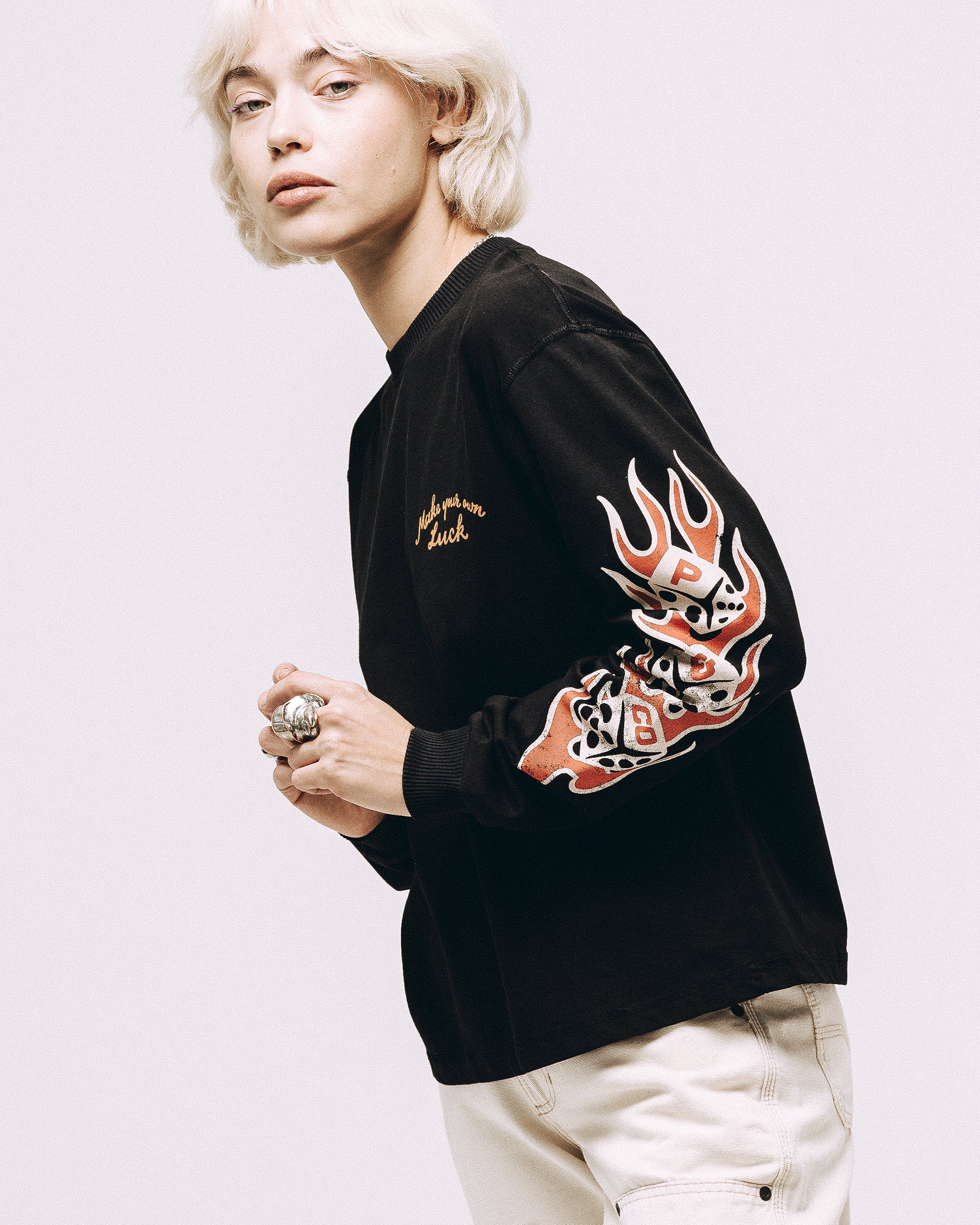 Make Your Own Luck Boxy Longsleeve - Washed Black