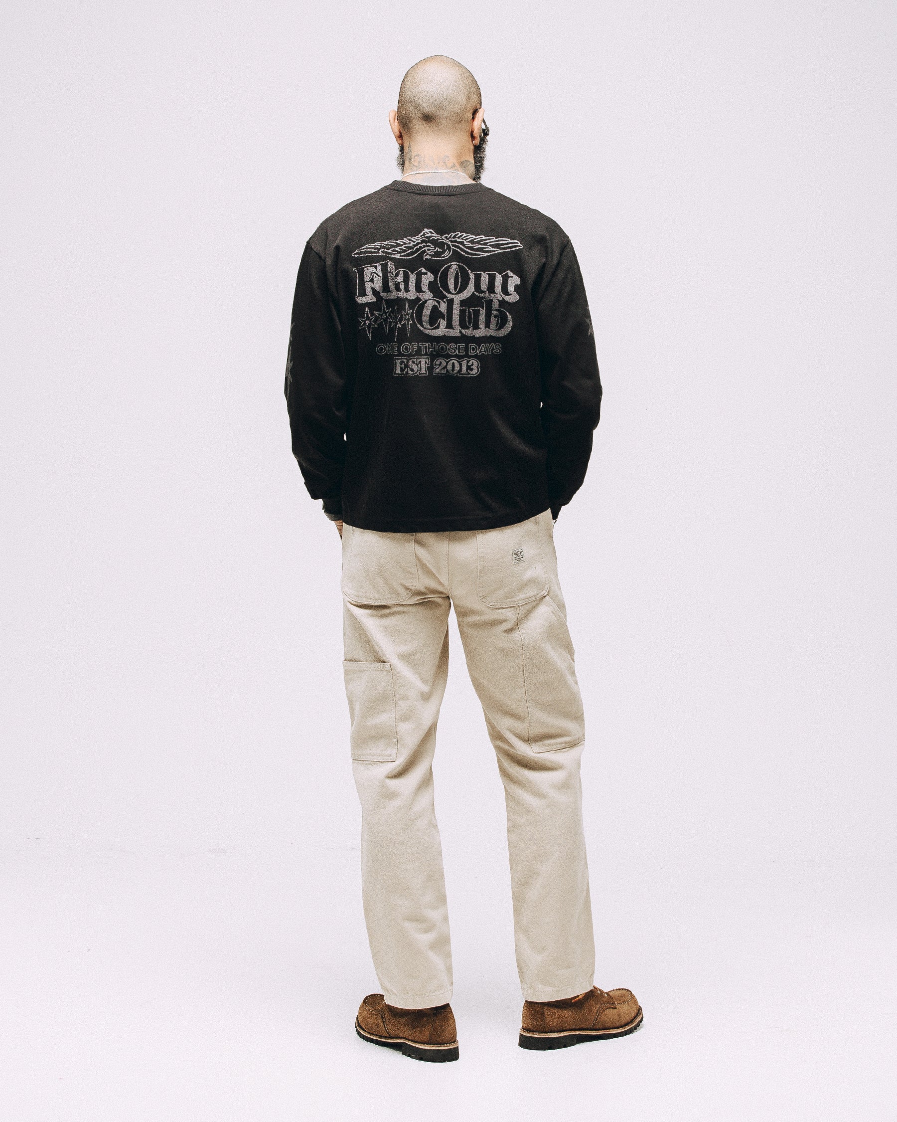 Flat Out Club Boxy Longsleeve - Washed Black