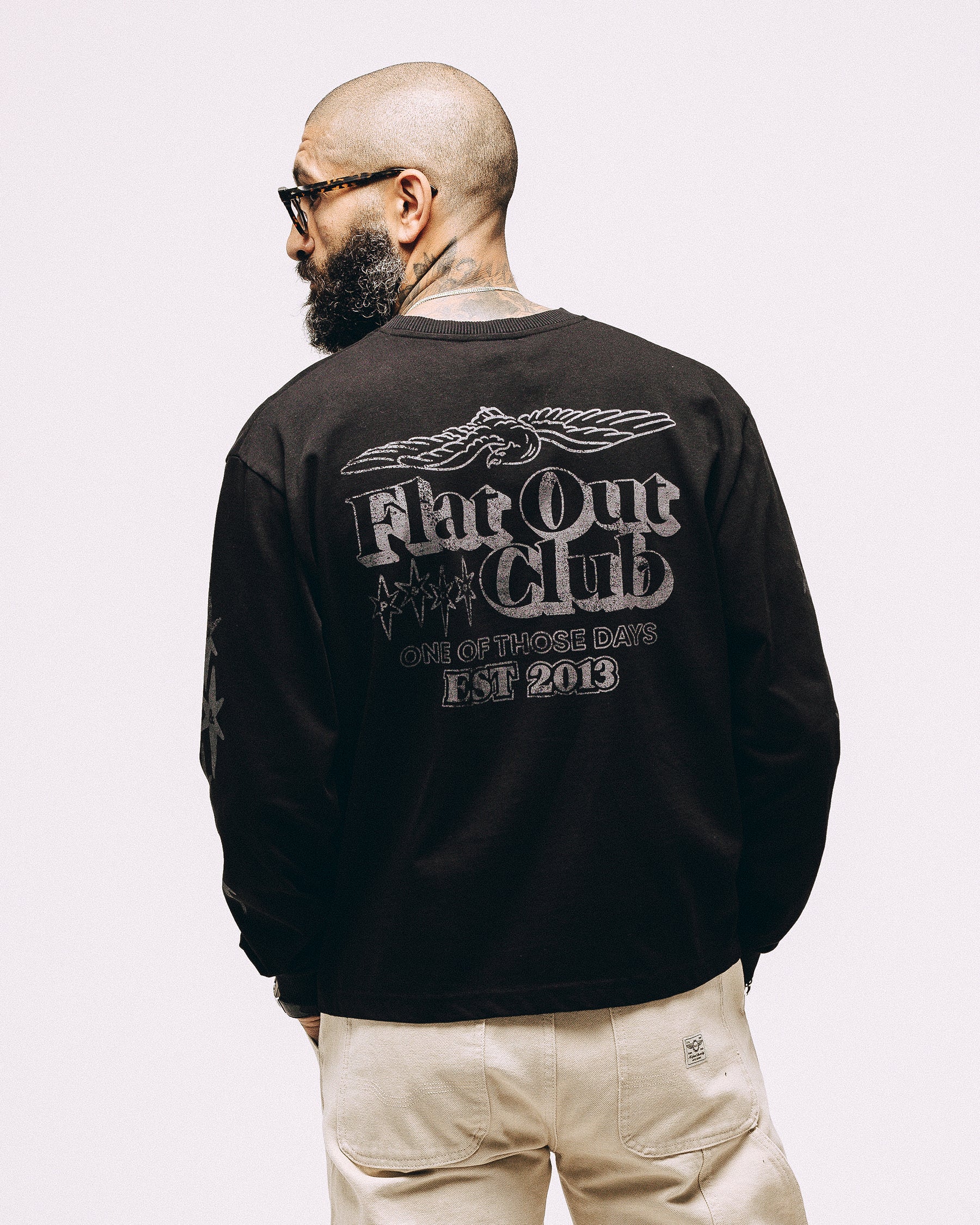 Flat Out Club Boxy Longsleeve - Washed Black