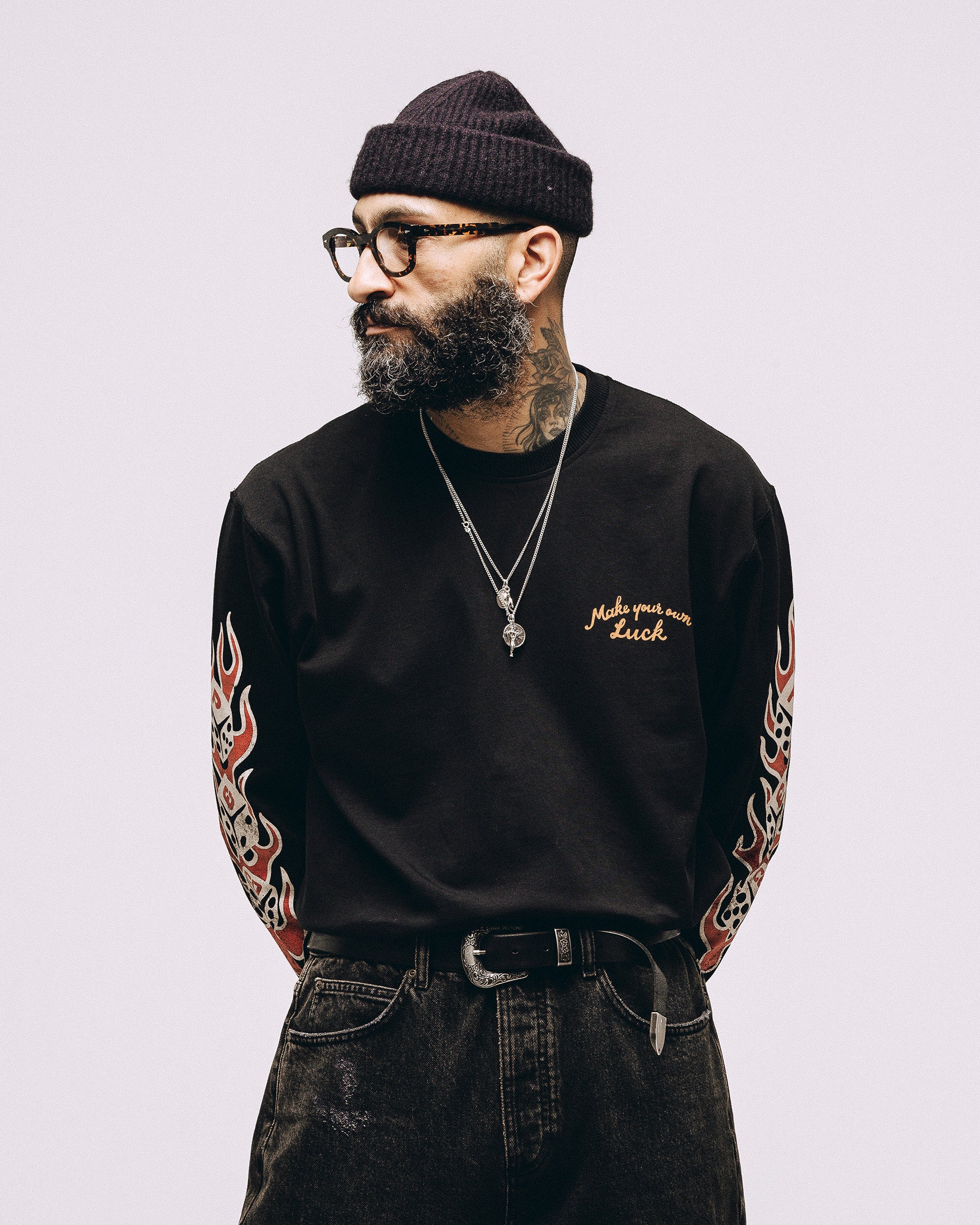 Make Your Own Luck Boxy Longsleeve - Washed Black