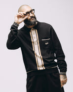 Isaac Longsleeve Knitted Polo - Black