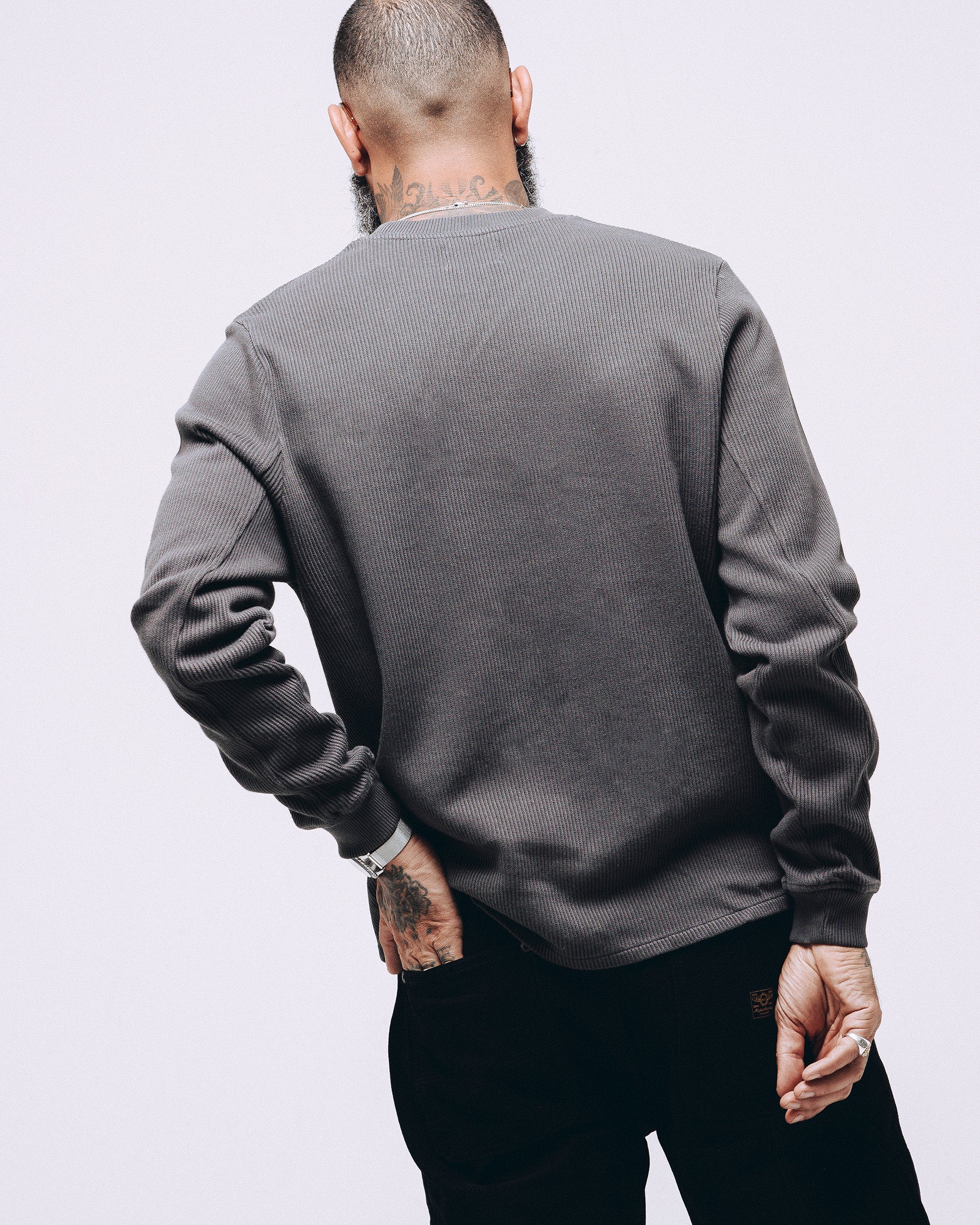 Crafted Ribbed Longsleeve - Charcoal