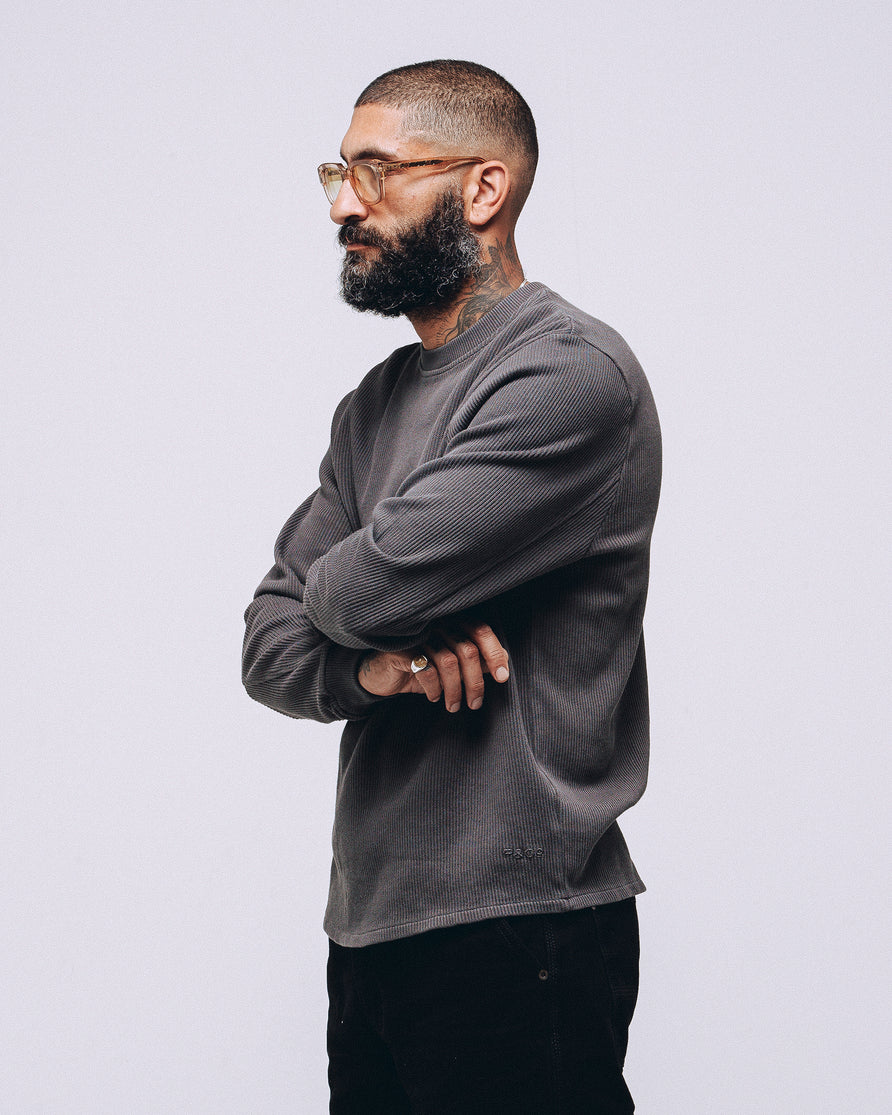 Crafted Ribbed Longsleeve - Charcoal