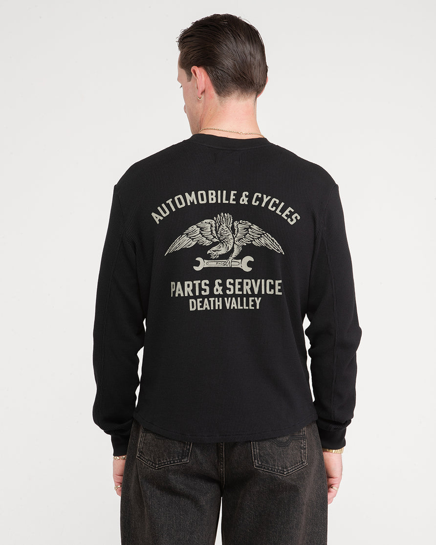 Parts & Service Waffle Longsleeve - Washed Black