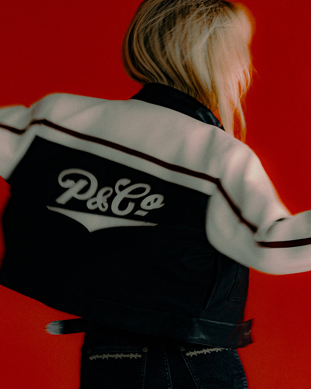 Racing Team Biker Jacket - Black & Ecru