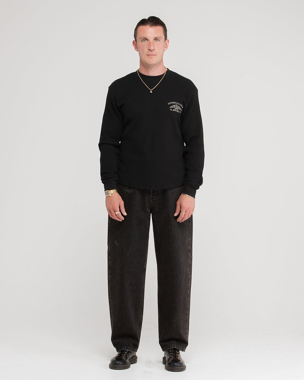 Parts & Service Waffle Longsleeve - Washed Black