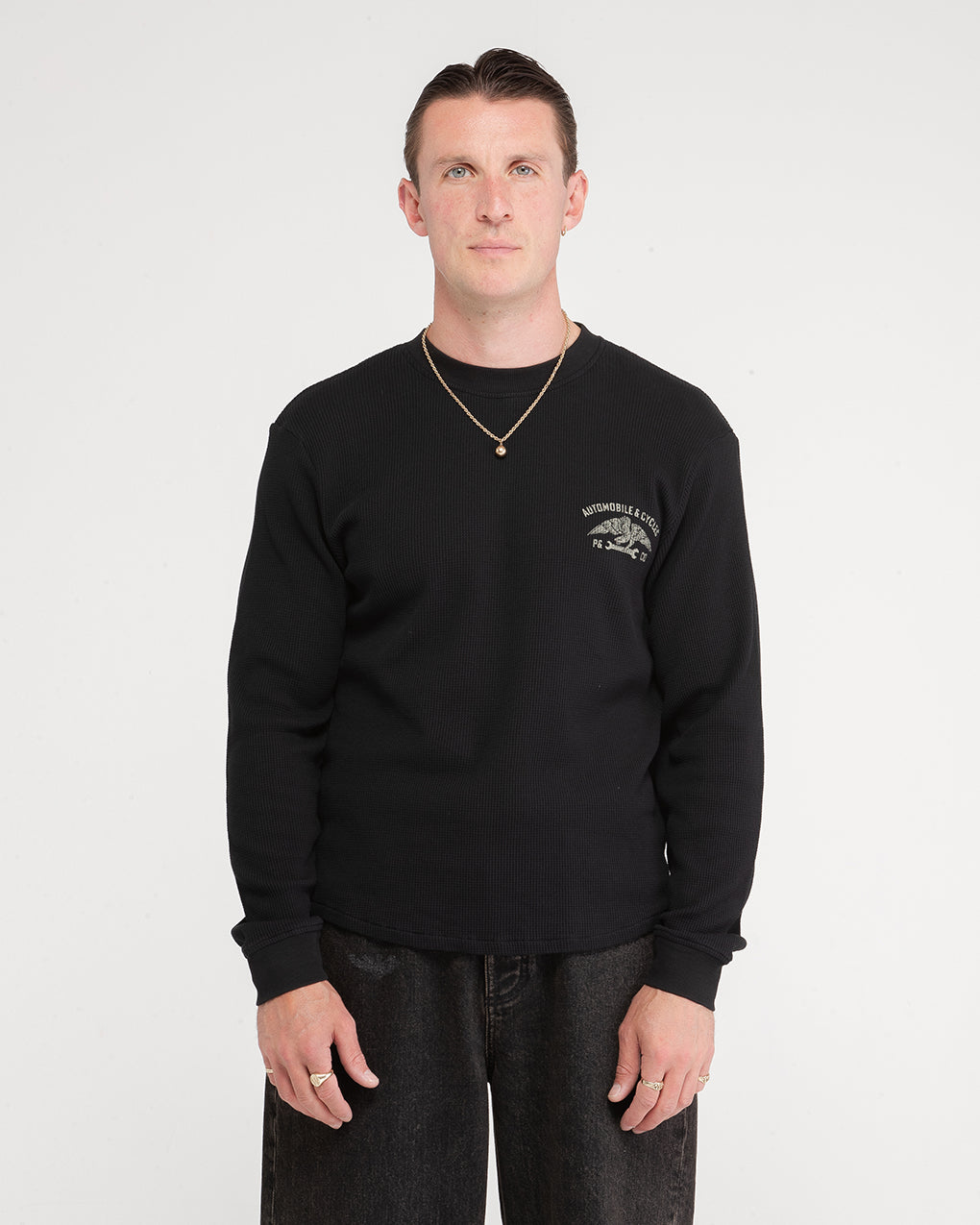 Parts & Service Waffle Longsleeve - Washed Black