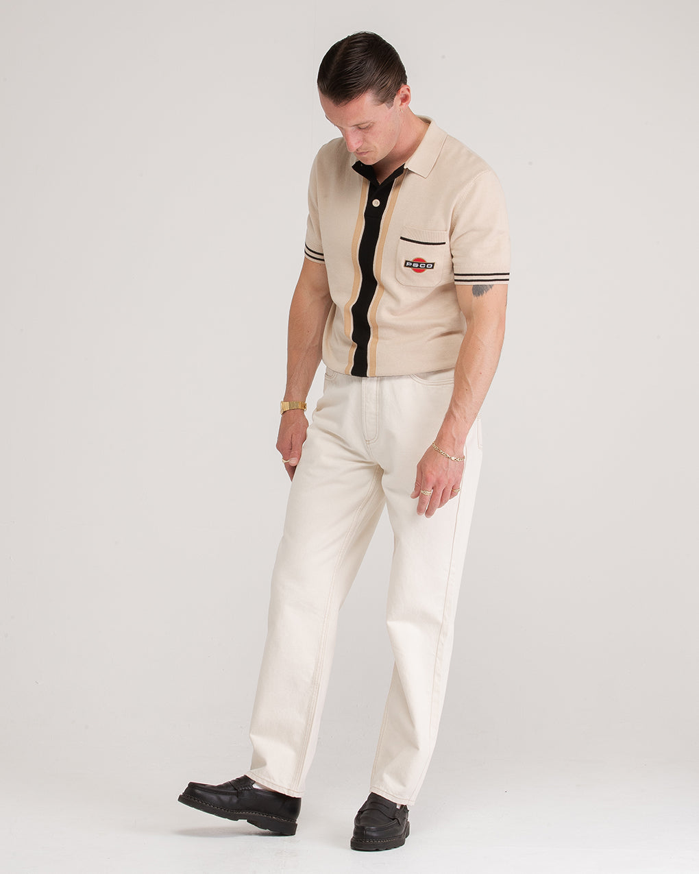 Olive Crafted Ribbed Longsleeve | Men's T-Shirts ‐ P&Co - A