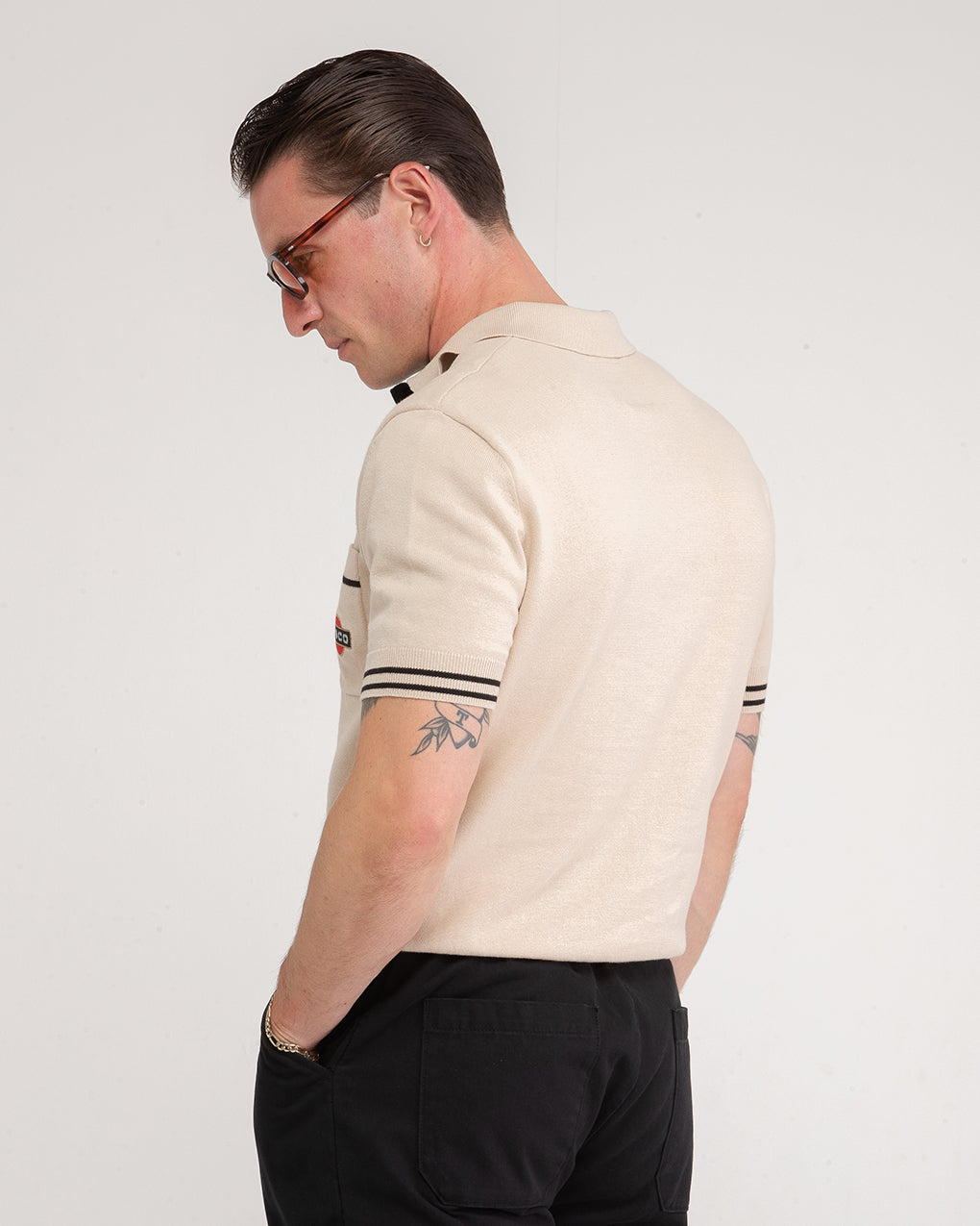 Racing Team Knitted Polo - Stone