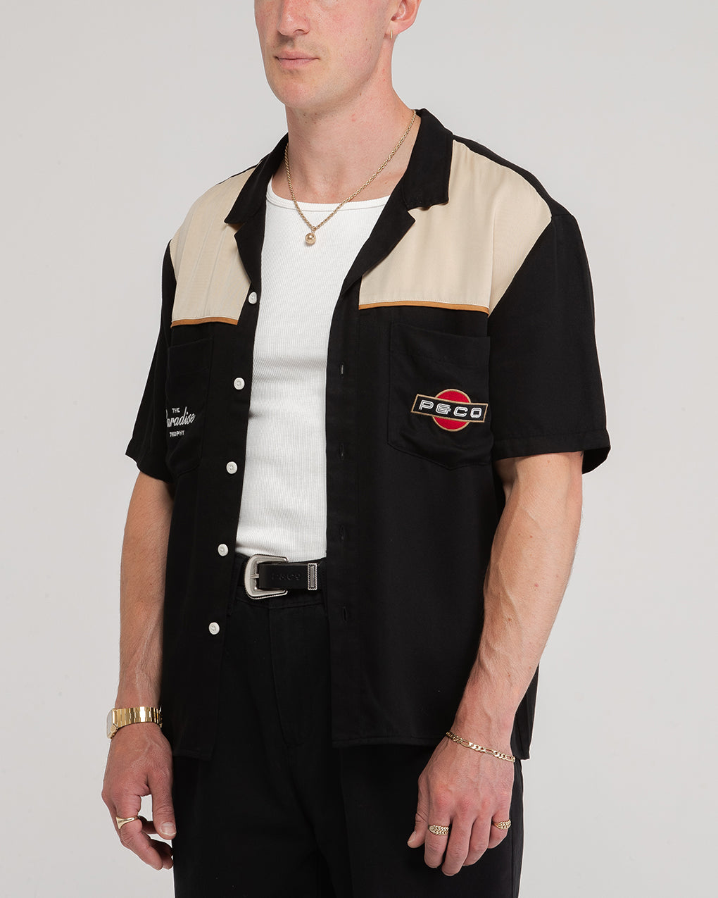 Paradise Trophy Bowling Shirt - Washed Black